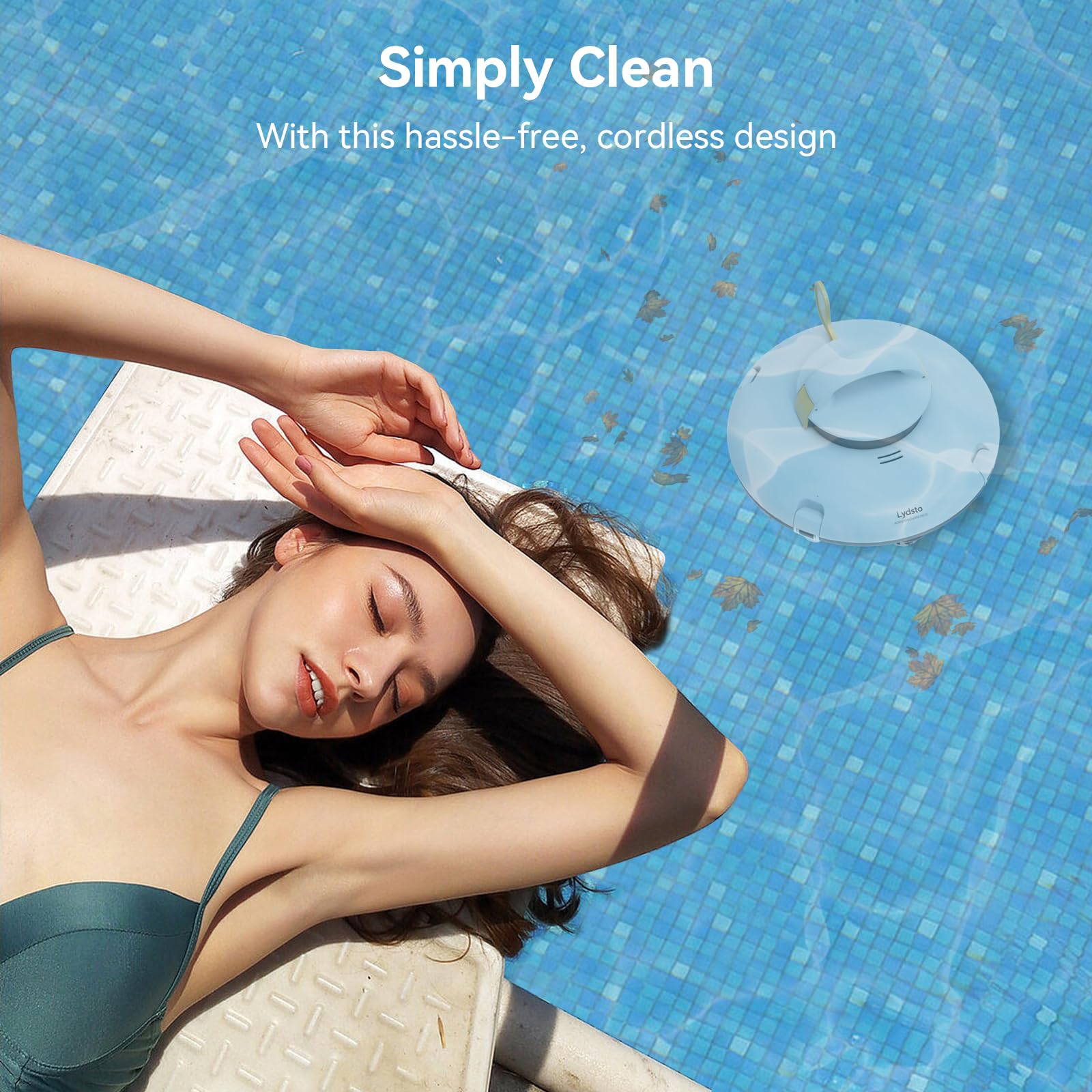Automatic Cordless Robotic Pool Cleaner for Above Ground Pools - Dual-Drive Motors & Water Sensor Technology - Rechargeable Battery for Flat Bottom Pools up to 35ft (Yellow) - Perfect for Weekly Pool Maintenance & Seasonal Cleaning