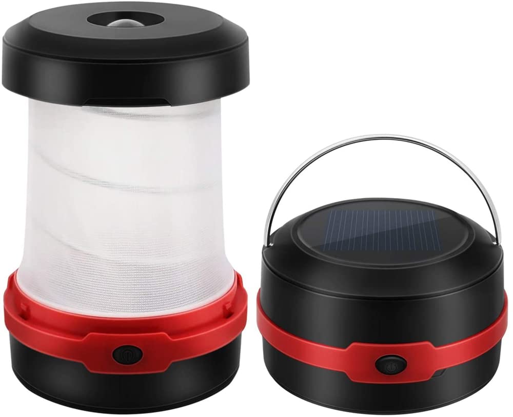 BE-STRONG Solar Camping Lights - USB Rechargeable & Waterproof LED Lantern with 3 Modes, Collapsible Hanging Light for Outdoor Emergency, Hiking, Backpacking, Tent - Perfect for Power Outages & Night Adventures