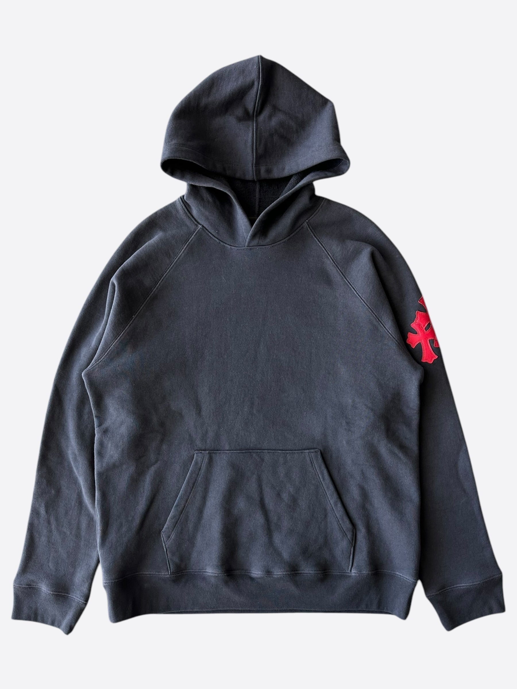 Chrome Hearts Navy & Red Triple Cross Patch Hoodie - Stylish Streetwear for Men & Women | Perfect for Casual Outfits, Urban Fashion, and Everyday Wear