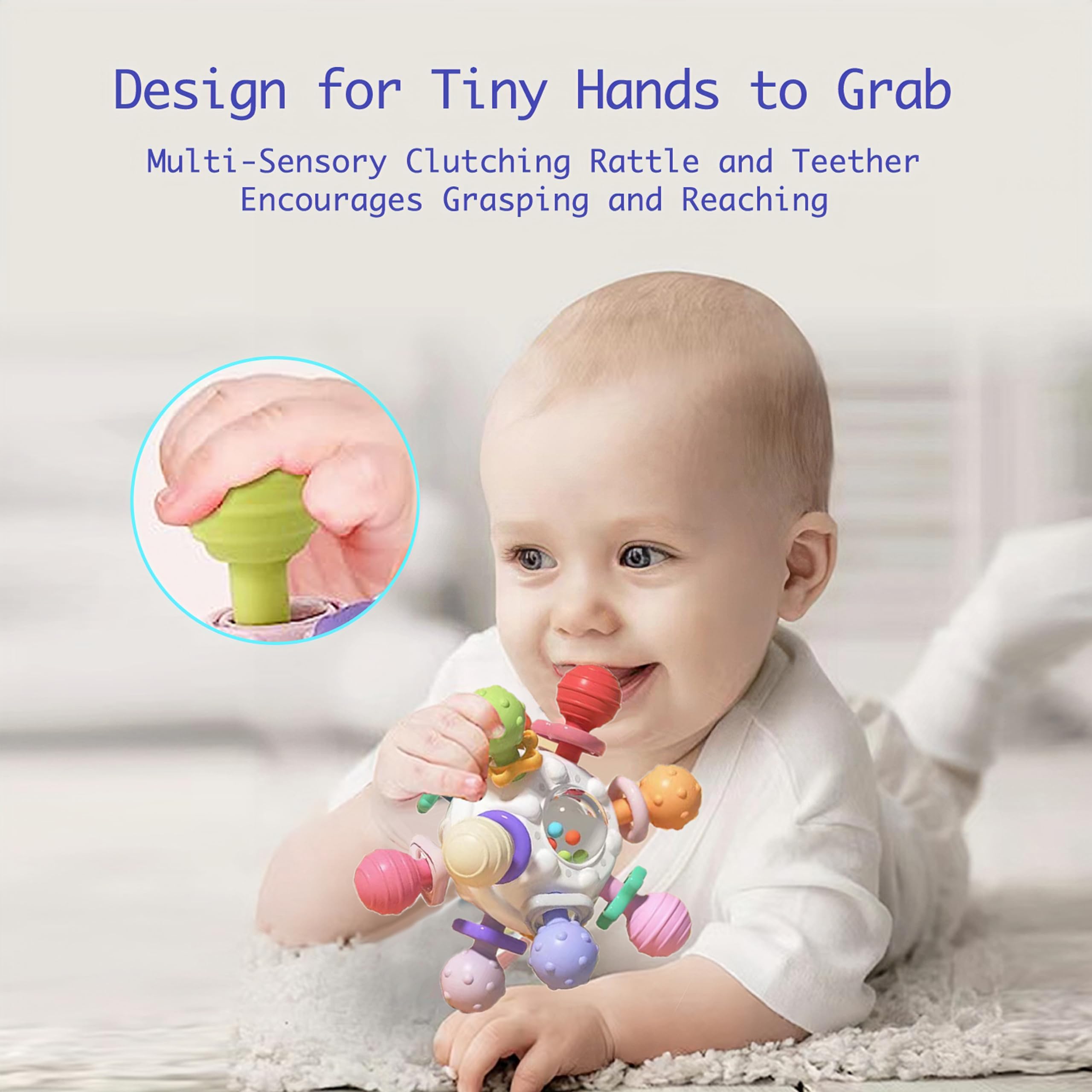 Baby Teething Toys for 0-18 Months - Montessori Sensory Chew Toys with Rattle, BPA-Free Teething Ball for Infants | Developmental Learning Toys for Boys & Girls | Perfect Baby Shower Gift (Pink) - Ideal for Soothing Sore Gums & Early Childhood Education