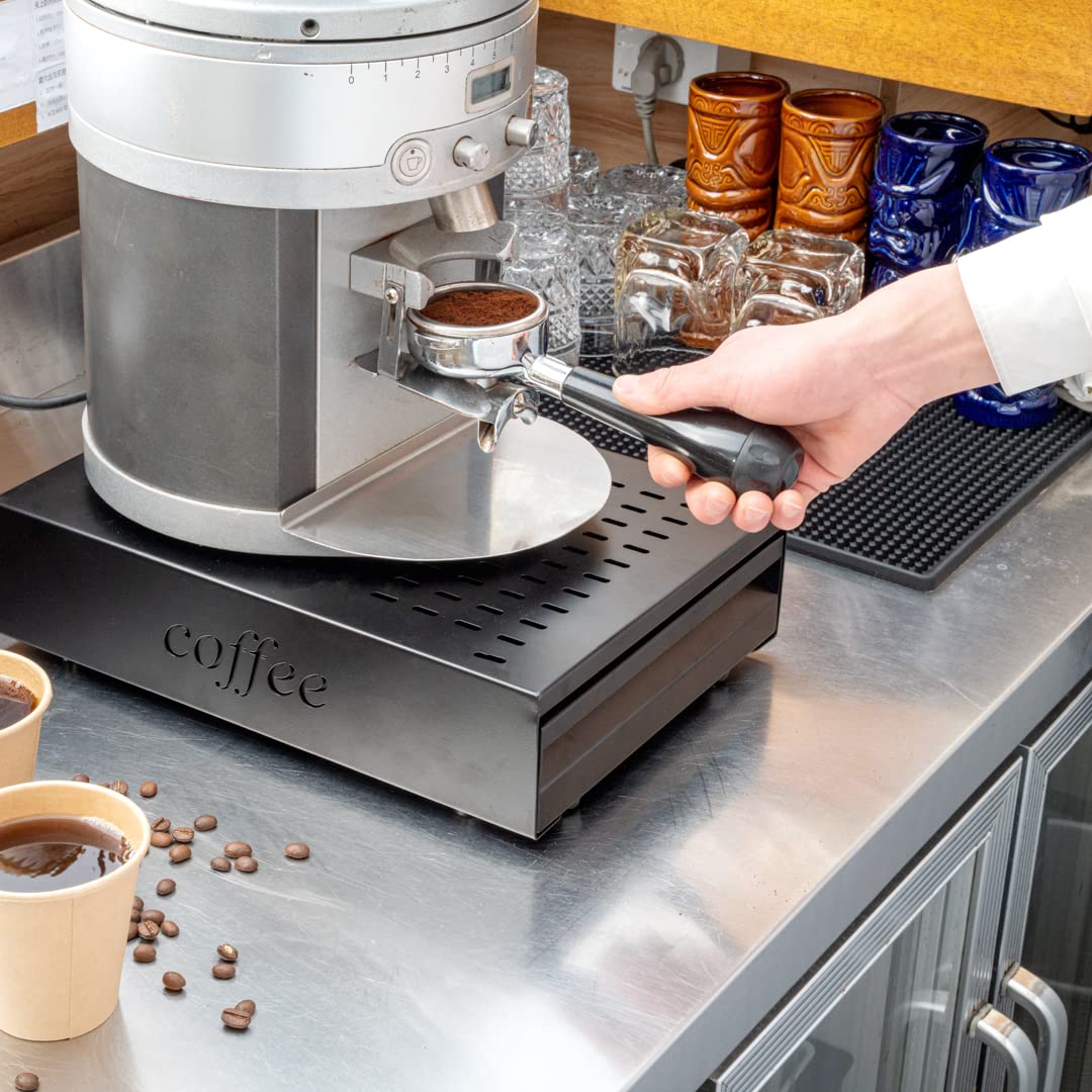 Restaurantware Restpresso 13.5 x 9.75 x 3.75 Inch Stainless Steel Espresso Knock Box with Detachable Drawer & Silicone Bar - Durable Coffee Grounds Container for Baristas & Home Brewing - Perfect for Espresso Machines in Cafes & Kitchens