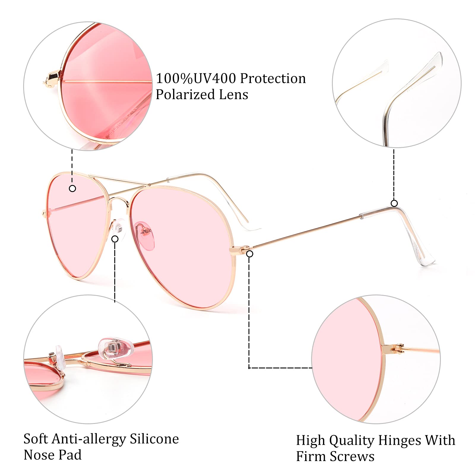 Outray Aviator Sunglasses for Men & Women - Polarized Night Vision Driving Glasses with UV400 Protection & Metal Frame - Perfect for Driving, Travel, and Outdoor Activities