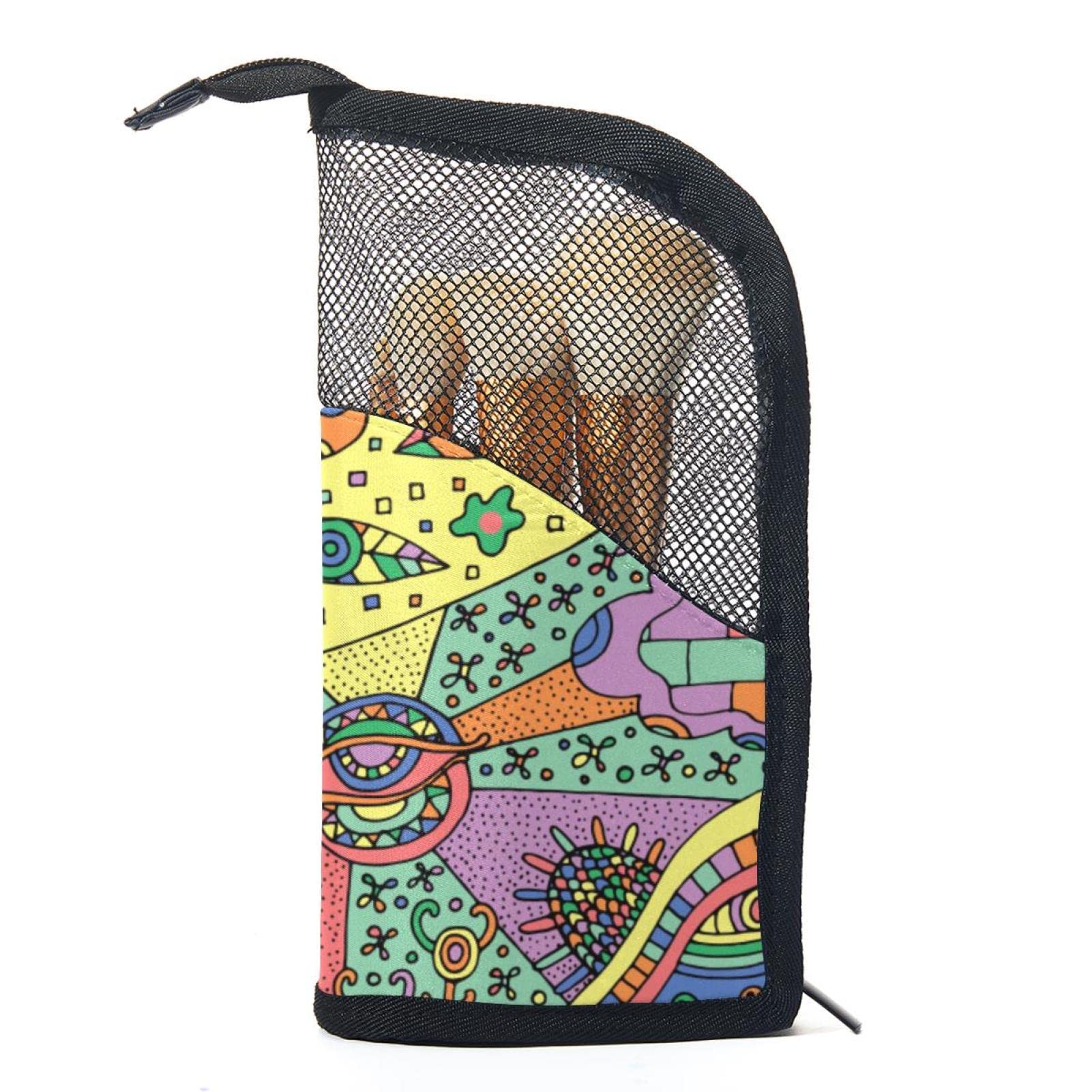 12-Piece Makeup Brush Organizer Bag with Portable Holder Case - Traditional Mexican Halloween Tree Design | Perfect for Travel, Home Storage & Professional Makeup Artists