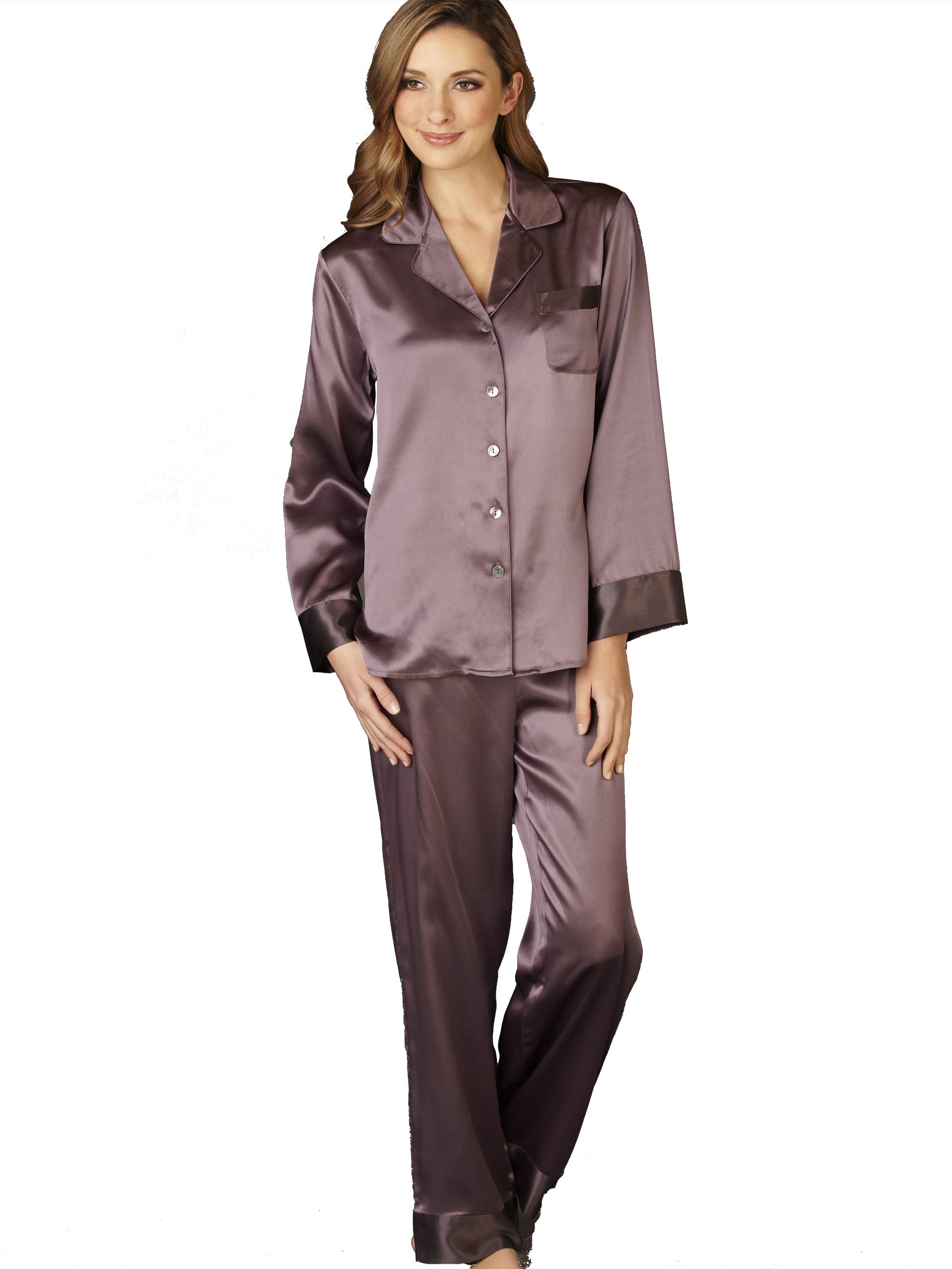 Julianna Rae Women's 100% Silk Pajama Set - Classic Fit Sleepwear & Lounge Wear for Evening Relaxation at Home