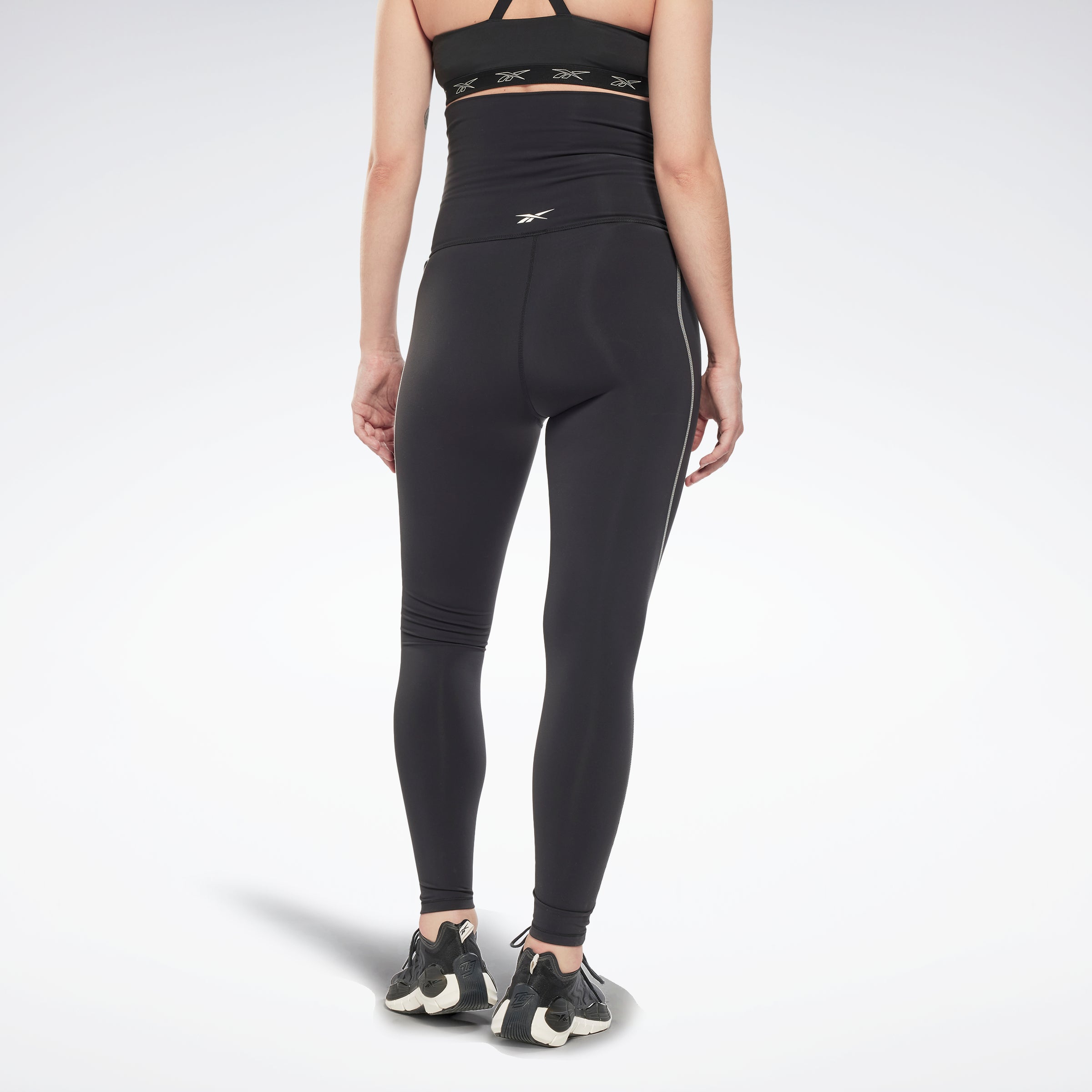 Reebok Lux 2.0 Maternity Leggings for Women - Black High Waist Pregnancy Yoga Pants - Comfortable Workout & Everyday Wear for Expecting Moms
