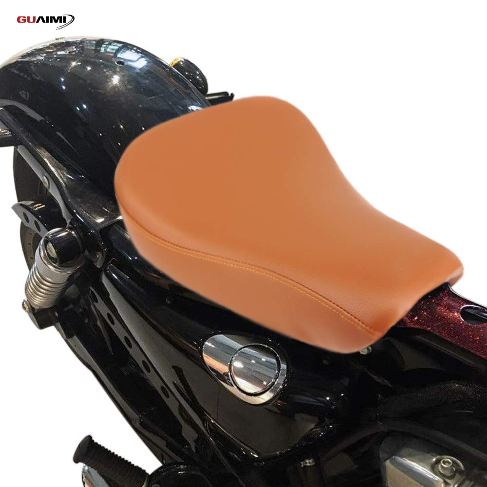Premium Leather Motorcycle Seat Cushion for Harley Sportster - Comfortable Solo Driver Pillow for XL1200, 883, Forty-Eight & 72 Models (Brown) - Ideal for Long Rides & Cruising Comfort