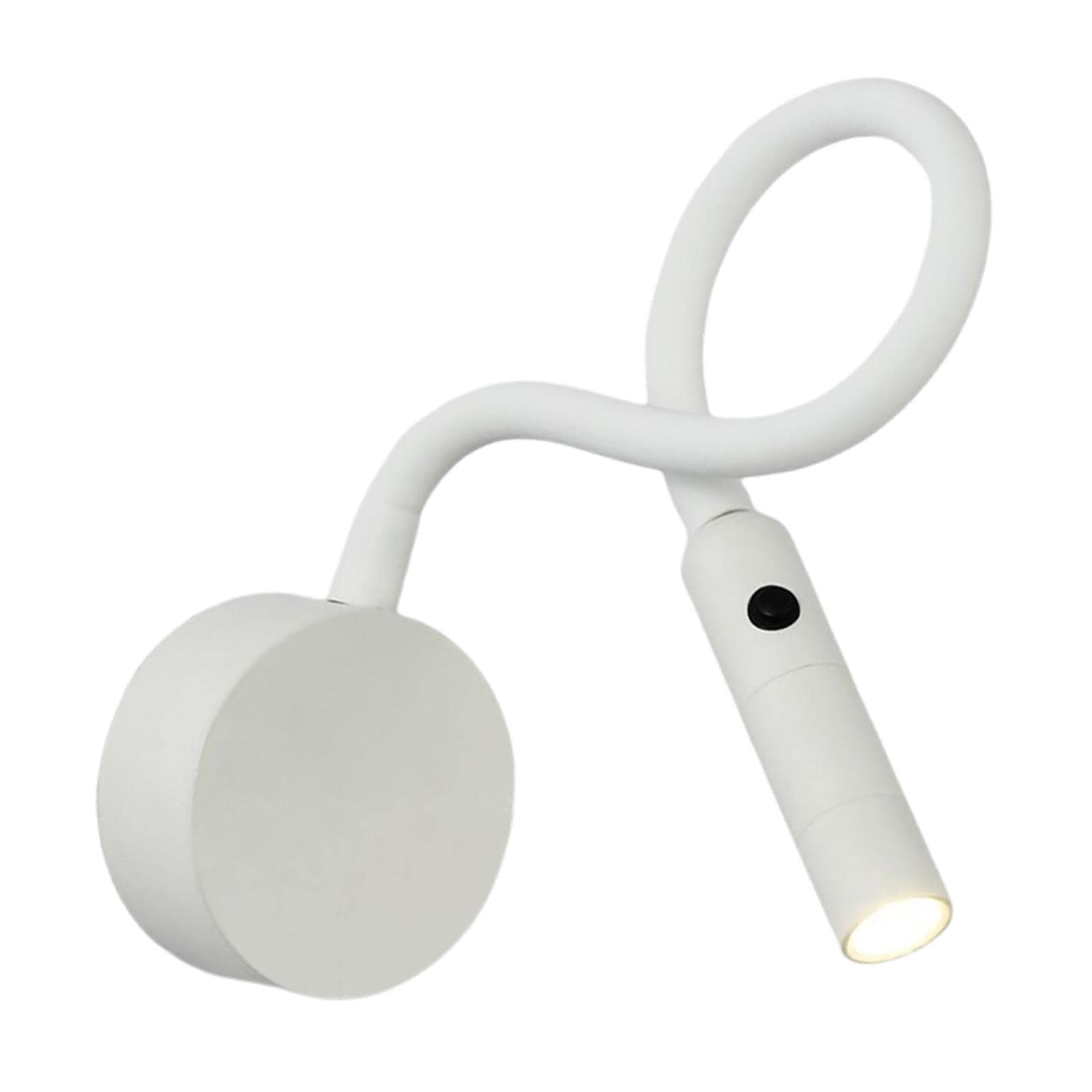 FAKEME LED Reading Light - Adjustable Gooseneck Wall Mounted Bedside Lamp for Bed, Headboard, Desk - White Head Switch - Perfect for Night Reading, Study & Relaxation
