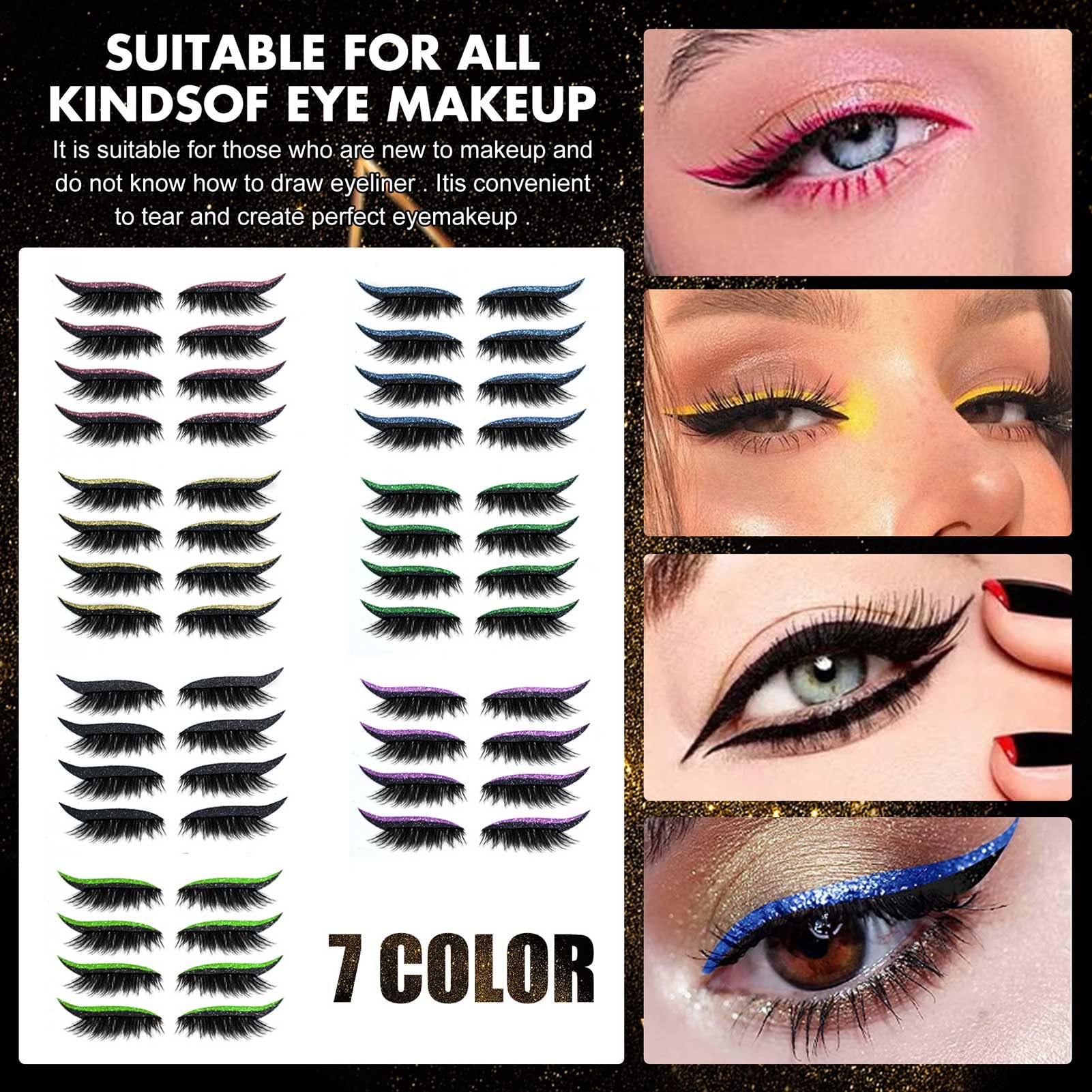 4 Pairs Universal Eyeliner & Eyelash Patches - Waterproof, Reusable Eye Makeup Stickers for Perfect Winged Liner & Lash Application - Ideal for Daily Makeup, Parties, and Professional Salon Use