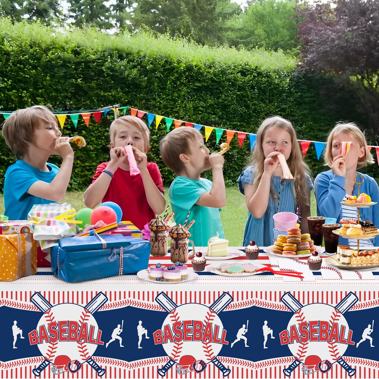 Baseball Party Decorations Set - 24-Piece Dinnerware Kit with Tablecloth, Plates, Napkins & Forks | Perfect for Baseball Birthday Parties, Sports Themed Events & Kids Celebrations | Great for Serving 24 Guests