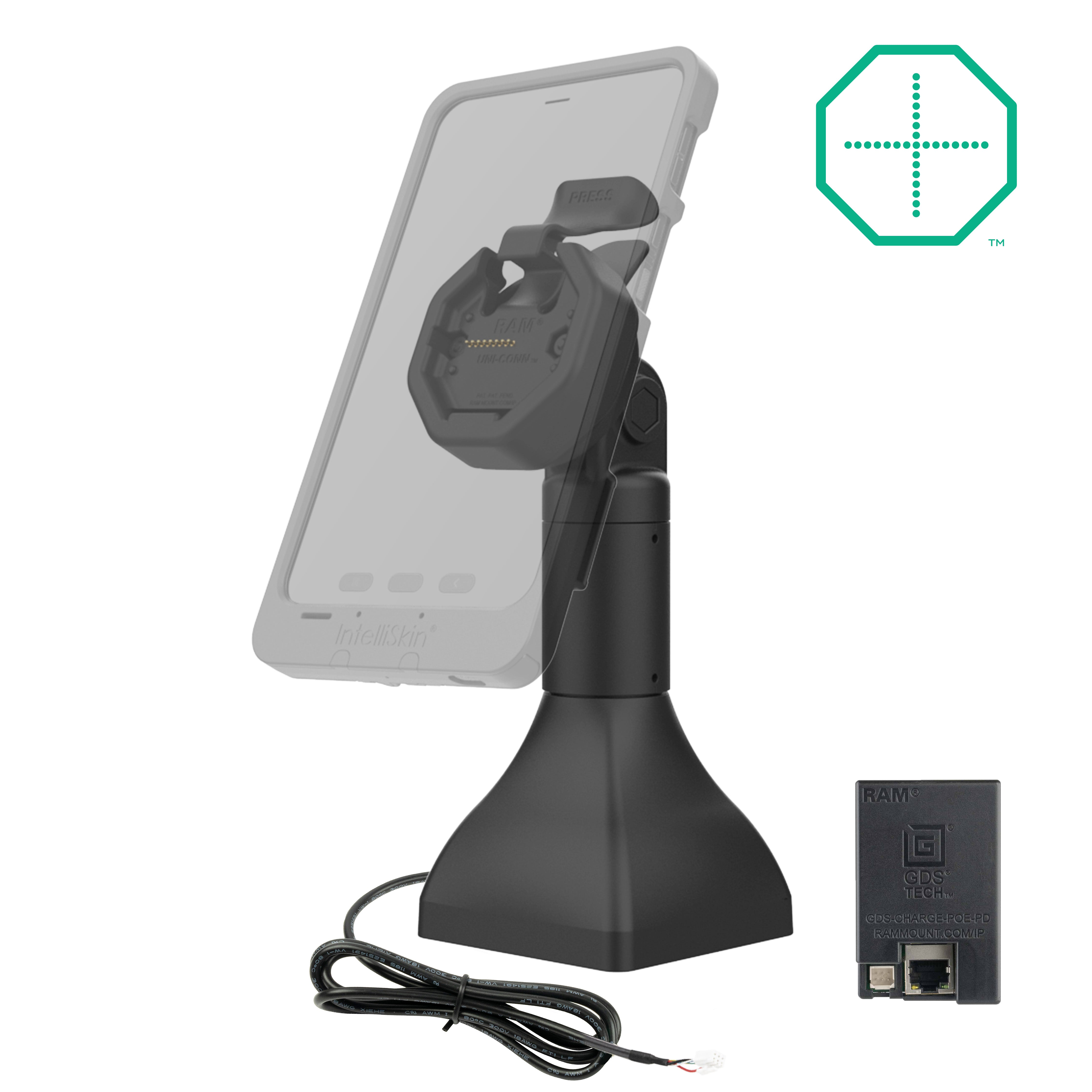GDS® Uni Conn™ Powered 7 Pedestal Dock with PoE (RAM GDS DOCK D11 7 U3E) - High-Speed USB 3.0 Charging Station for Office & Home Workspace Setup