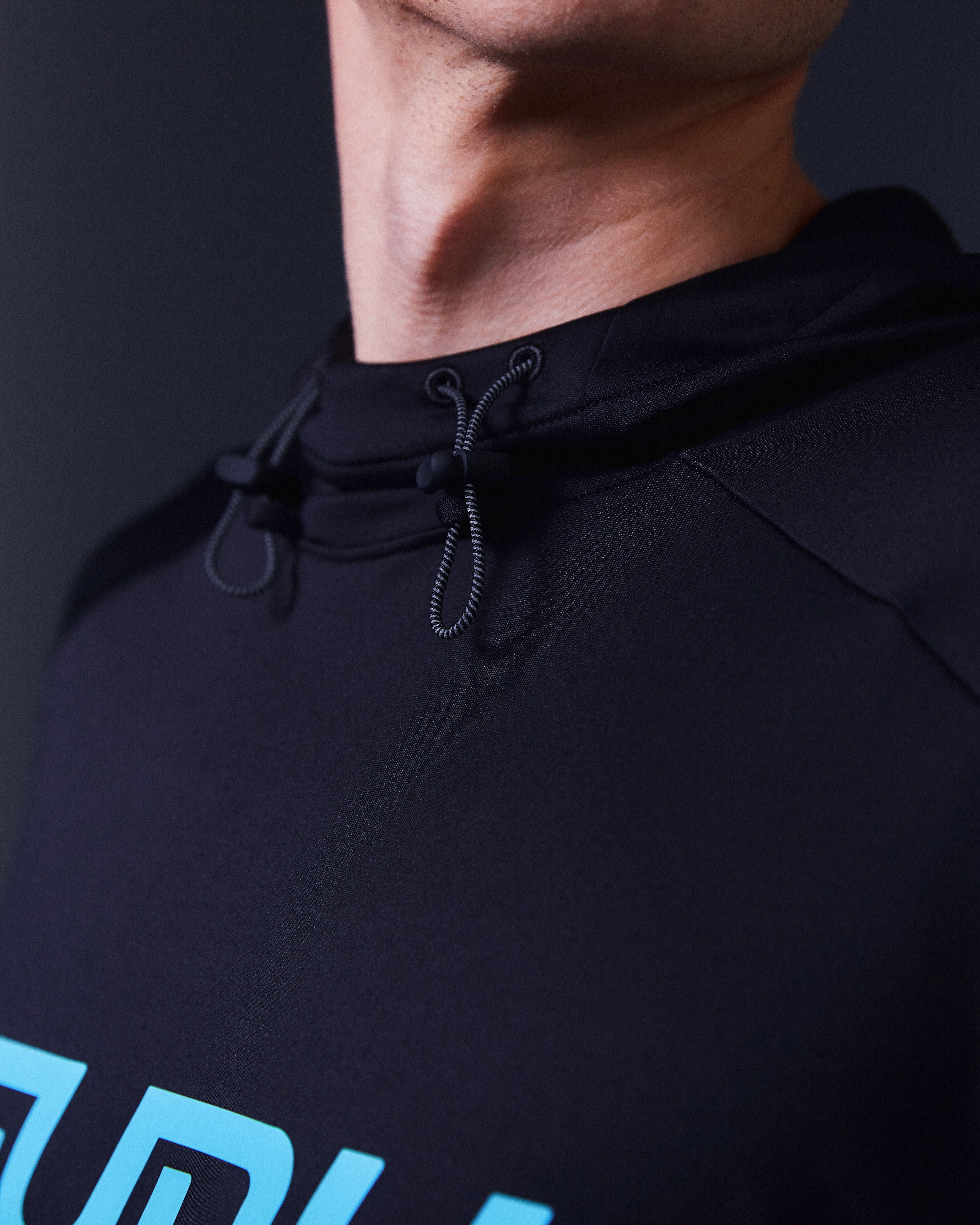 SRH 01 Hoodie for Men & Women - Black & Light Blue Pullover Sweatshirt | Casual Streetwear, Gym, Outdoor Activities