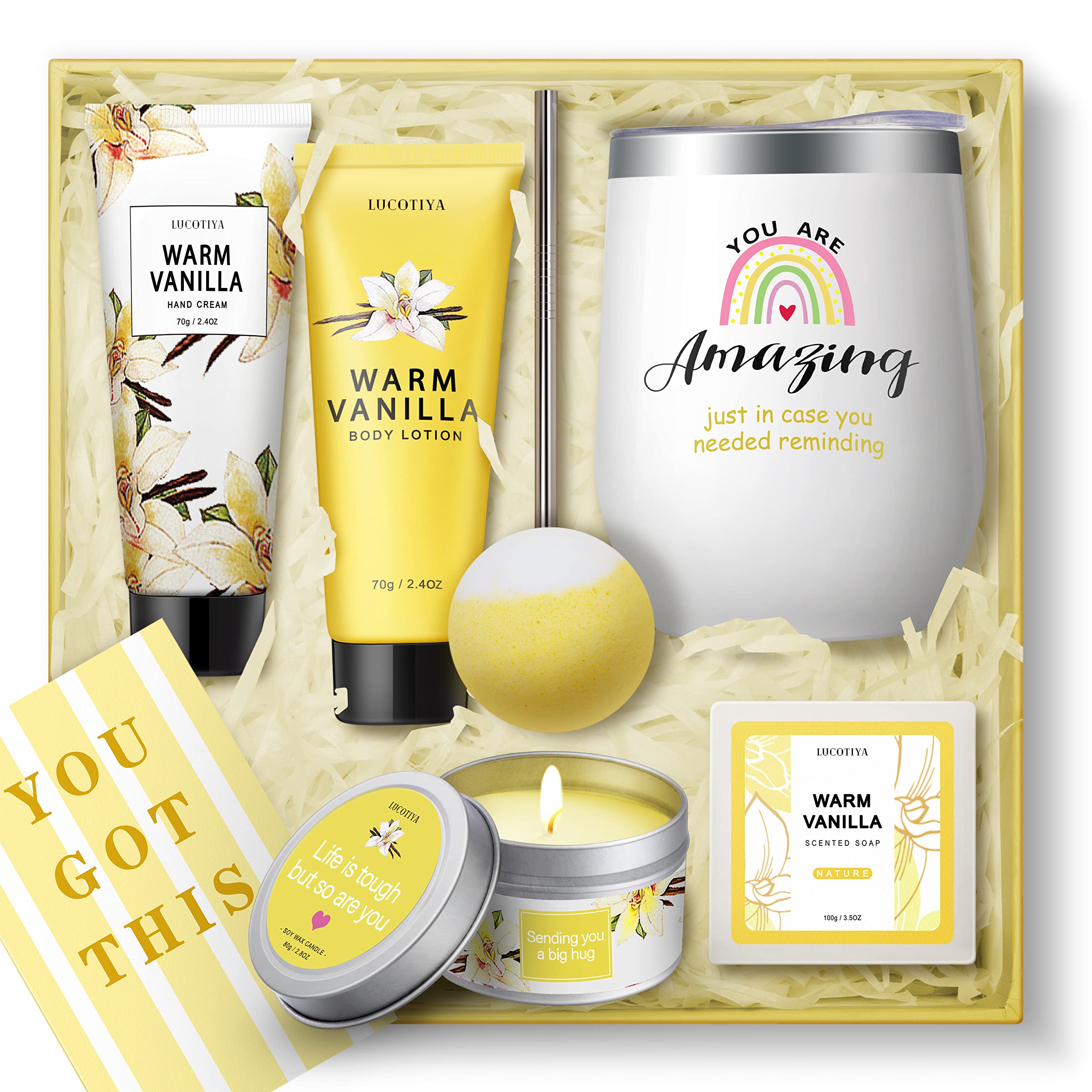 Relaxing Spa Gift Basket for Women - Vanilla Bath & Body Set, Self Care Birthday Gifts for Her, Bestie, Mom, Wife - Perfect for Christmas, Mother's Day & Stress Relief