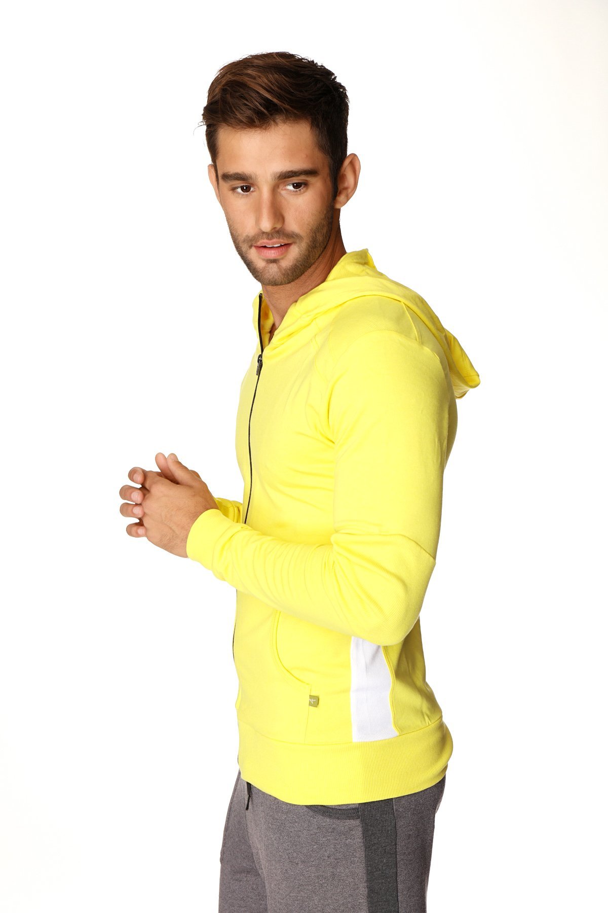 4th Men's Crossover Transition Hoodie - Modal French Terry Yoga & Gym Sweatshirt - Made in USA - Stretch Fit European Style - Perfect for Workouts, Yoga Sessions & Casual Wear