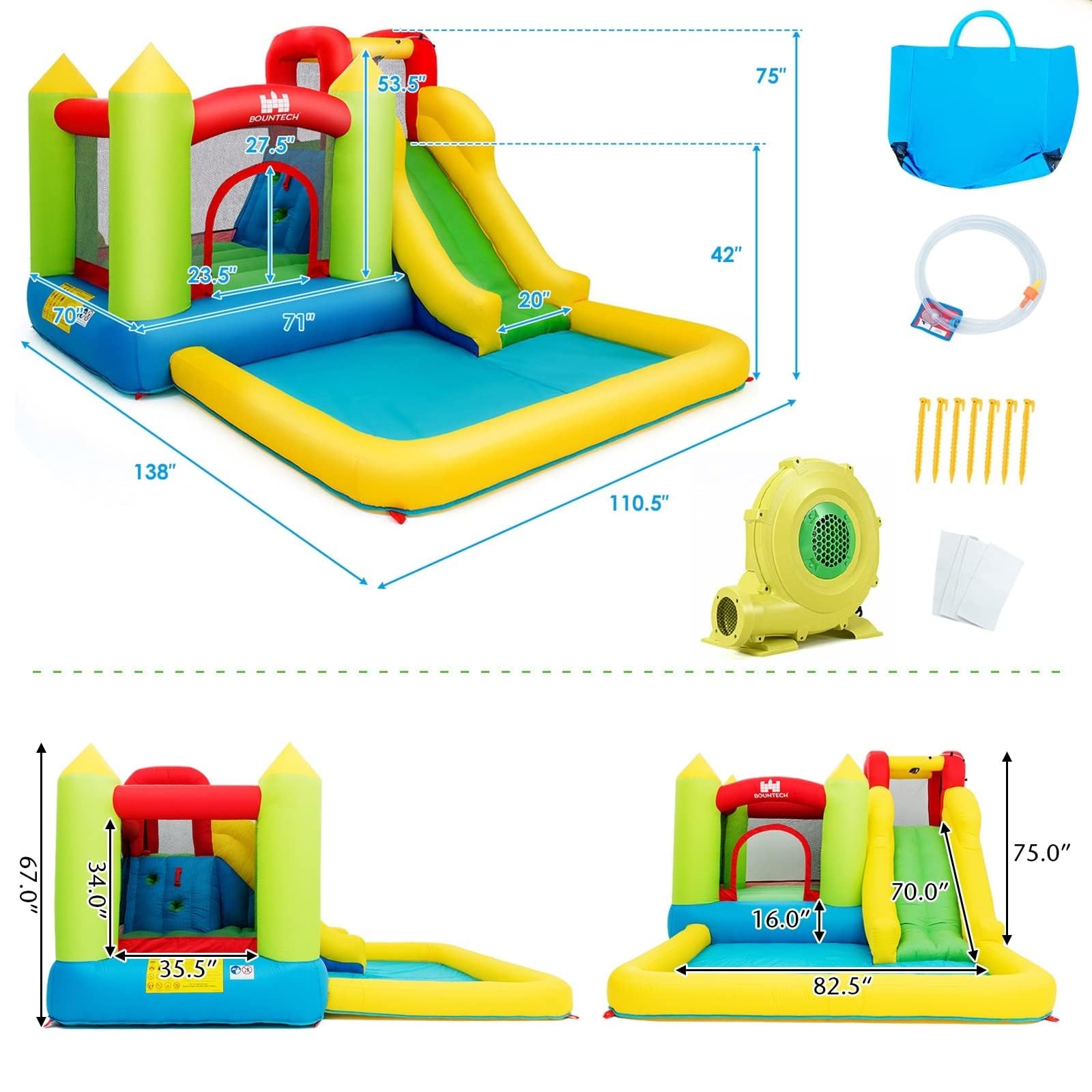 **Costzon 12x9FT Inflatable Water Slide & Bounce House for Kids - Outdoor Water Play with Large Jumping Area, 480W Blower, Climbing Wall & Splash Pool - Perfect for Backyard Parties, Summer Fun & Birthday Gifts**    *(Use Cases: Ideal for backyard BBQs, birthday parties, summer gatherings, family reunions, and outdoor water play activities.)*
