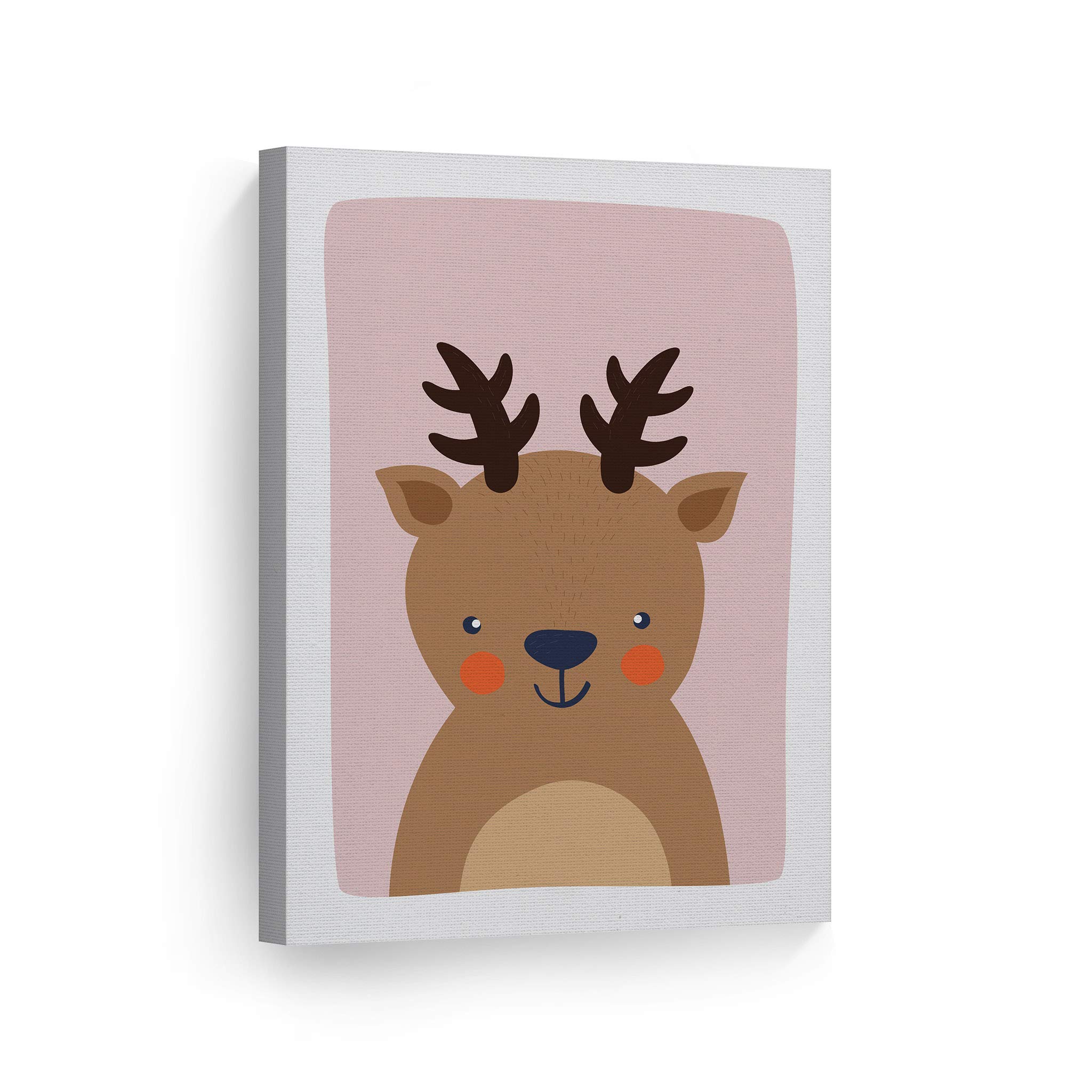 Cute Deer Pink Background Canvas Print - Kids Room Decor, Nursery Wall Art, Baby Room Decoration - Ready to Hang 40x30 Inches - Made in USA | Perfect for Children's Bedroom, Playroom & Nursery Decor