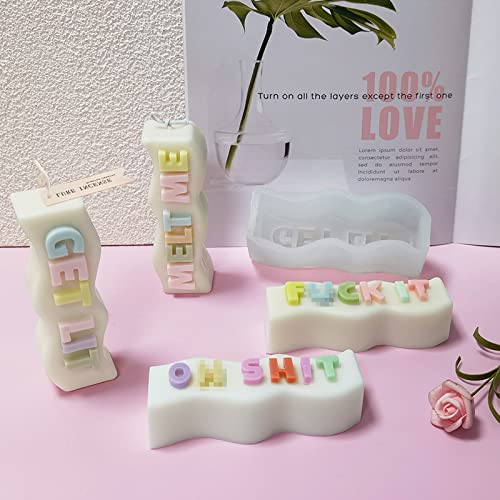Wave Alphabet Letter Silicone Mold for Candles, Chocolate & Resin Crafts - DIY Pillar Candle Molds, Pendant Making & Plaster Carving - Perfect for Aromatherapy Gifts & White Elephant Parties (F*ck It Design) - Great for Home Decor, Wedding Favors and Craft Projects