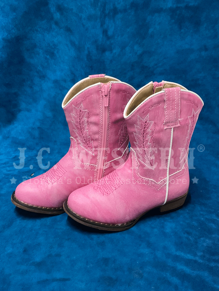 Roper 09 017 1939 2404 Toddler Girls' Pink Western Boots with Round Toe - Perfect for Cowgirl Outfits & Country Style Fashion