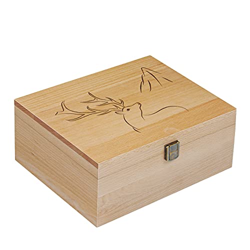 Personalized Mountain Deer Wood Memory Box - Custom Handmade Photo Keepsake Gift Box for Anniversary, Wedding, Baby & Birthday - Perfect for Storing Photos, Jewelry & Special Mementos