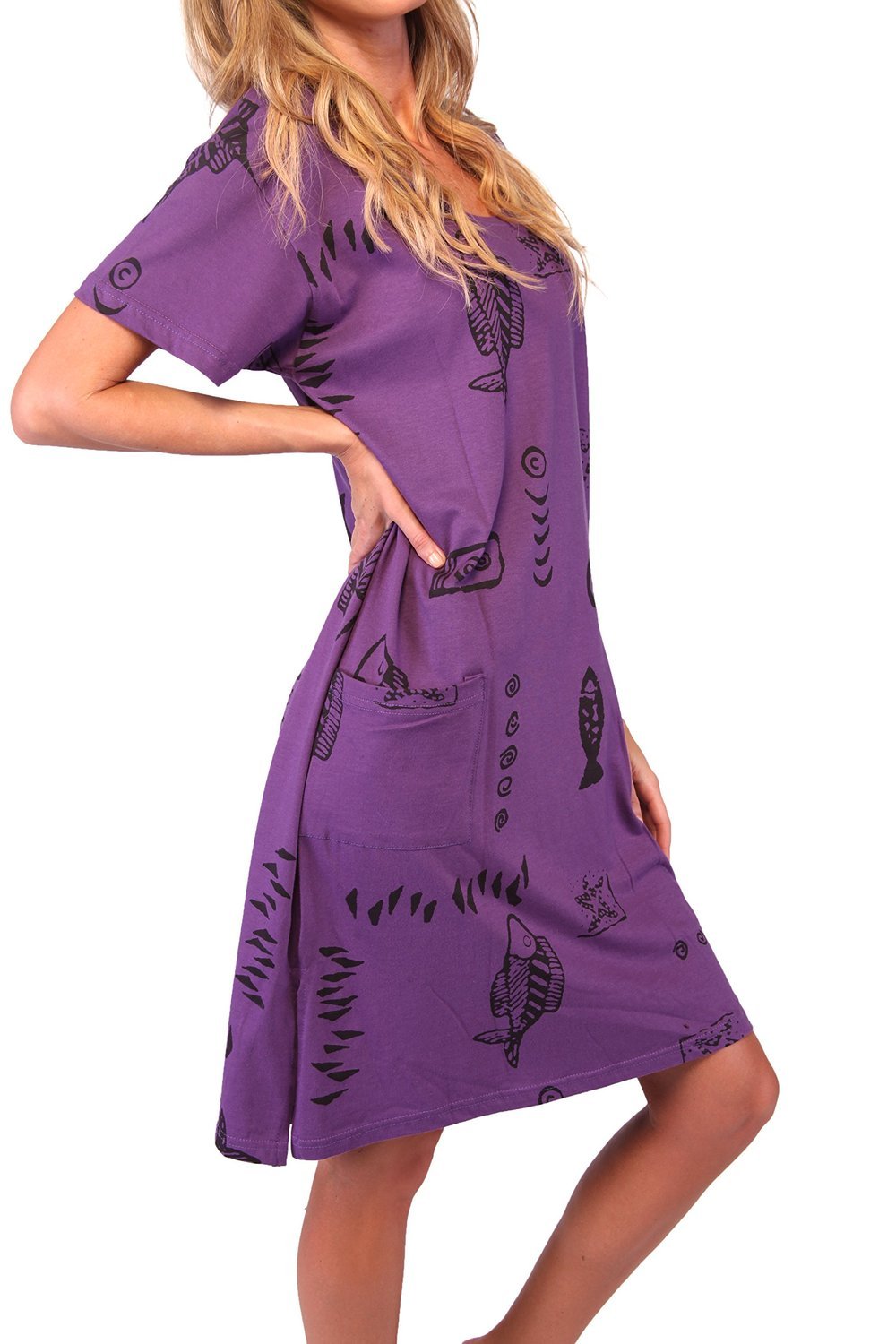 INGEAR Women's Summer Beach Shift Dress - Short Sleeve Cotton T-Shirt Dress for Vacation, Pool Cover Up | Perfect for Beach Outings, Resort Wear & Casual Summer Dresses