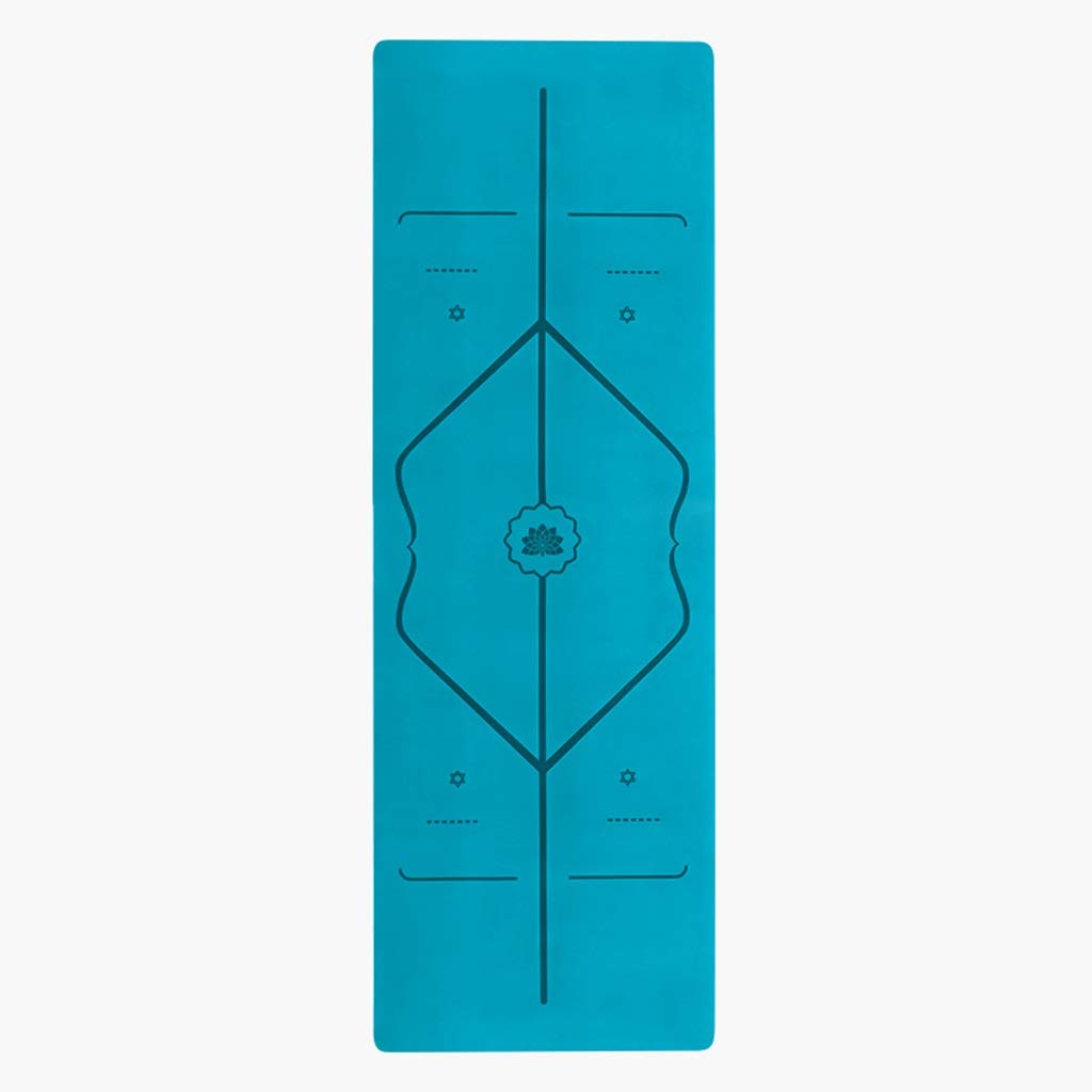 WJCRYPD Ultra-Thin Folding Yoga Mat - Travel Friendly, Portable Natural Rubber Mat with Non-Slip Suede Surface & Body Alignment Lines - Perfect for Home, Studio, and Outdoor Yoga Practice (Blue)