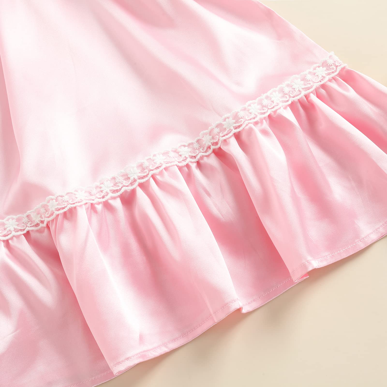 Qiylii Princess Silk Nightgown for Baby Girls - Ruffle Short Sleeve Satin Nightdress & Sleepwear Outfit - Perfect for Bedtime, Special Occasions & Photo Shoots