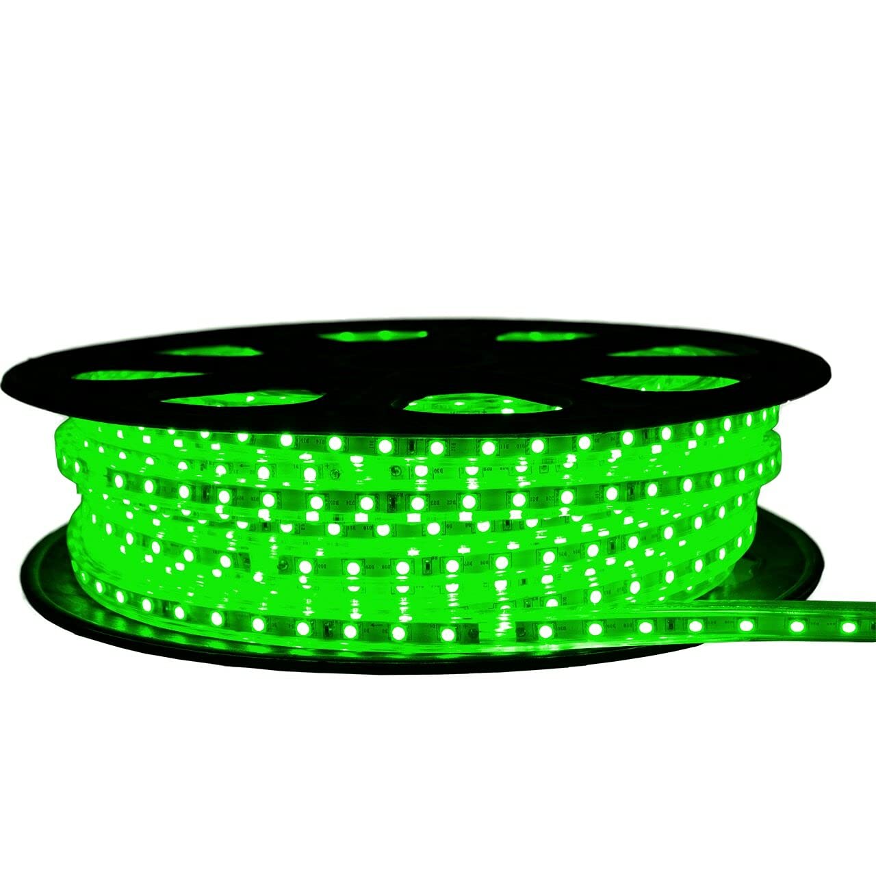 Green LED Strip Light 120V High Output SMD 5050 - 65ft Flexible RGB Tape Lights for Home Decoration, Bedroom, Kitchen, and Party Lighting