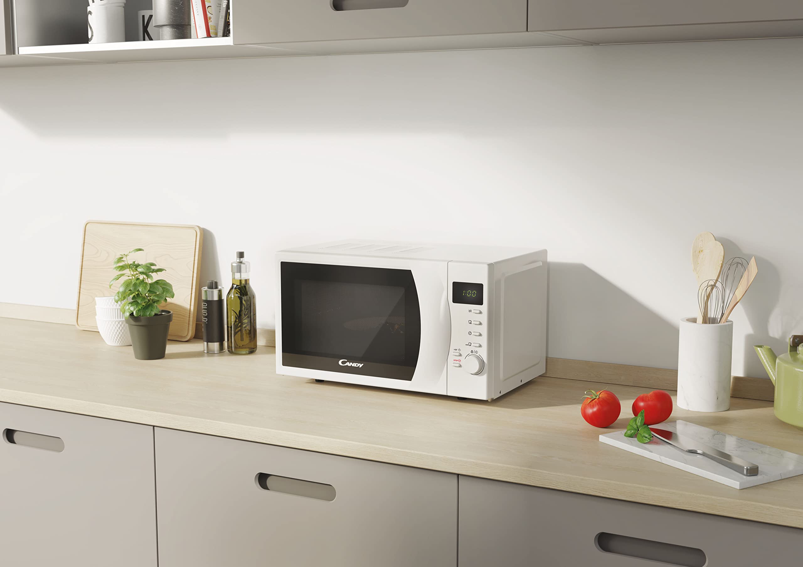 Candy CMW2070DW 20L Solo Microwave Oven - 700W, Digital Display, 6 Power Levels, 8 Auto Menus, Defrost Function, Timer & Child Lock - Perfect for Dorms, Offices & Small Kitchens