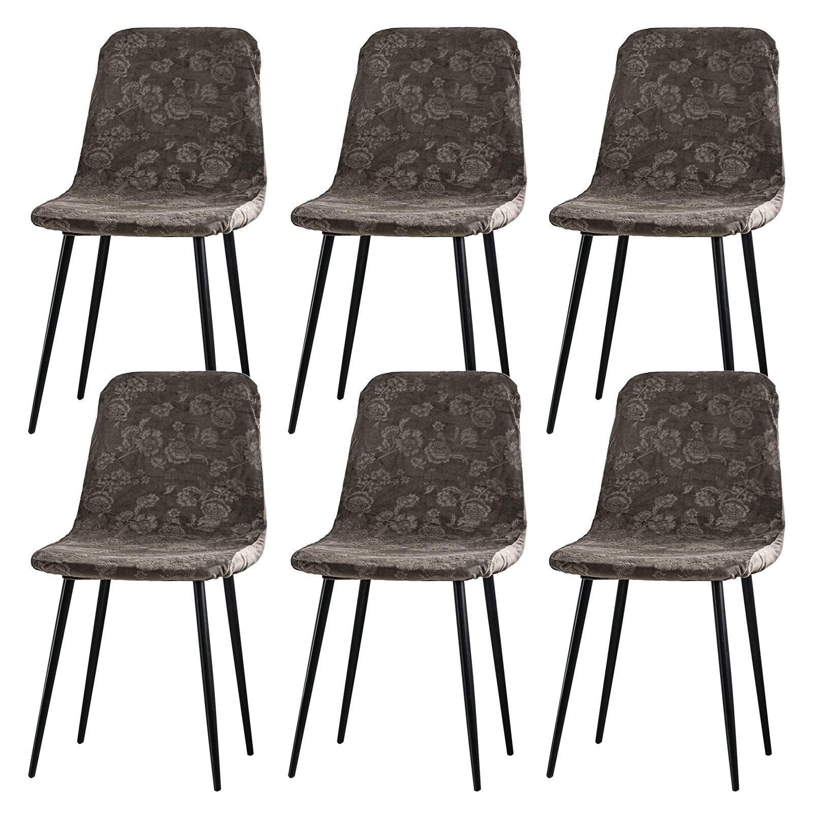 Mid Century Modern Shell Chair Covers - 6 Pack Washable Armless Dining Chair Slipcovers for Kitchen, Dining Room & Coffee Shop - Removable Chair Protectors for Home & Commercial Use