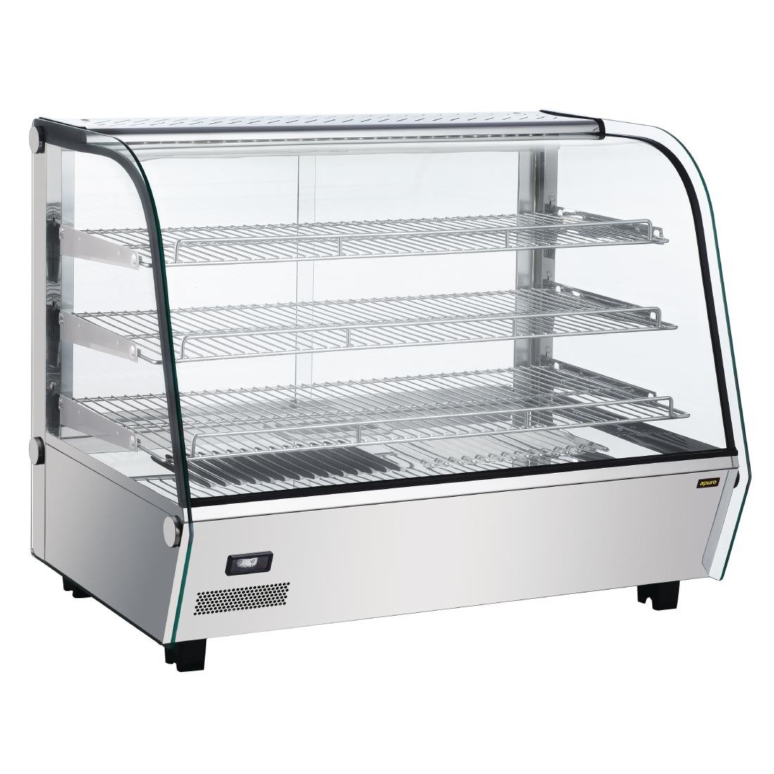 Apuro 160L Heated Display Merchandiser - Commercial Glass Door Refrigerator for Bakery, Deli & Cafe - Perfect for Showcasing Pastries, Sandwiches and Beverages