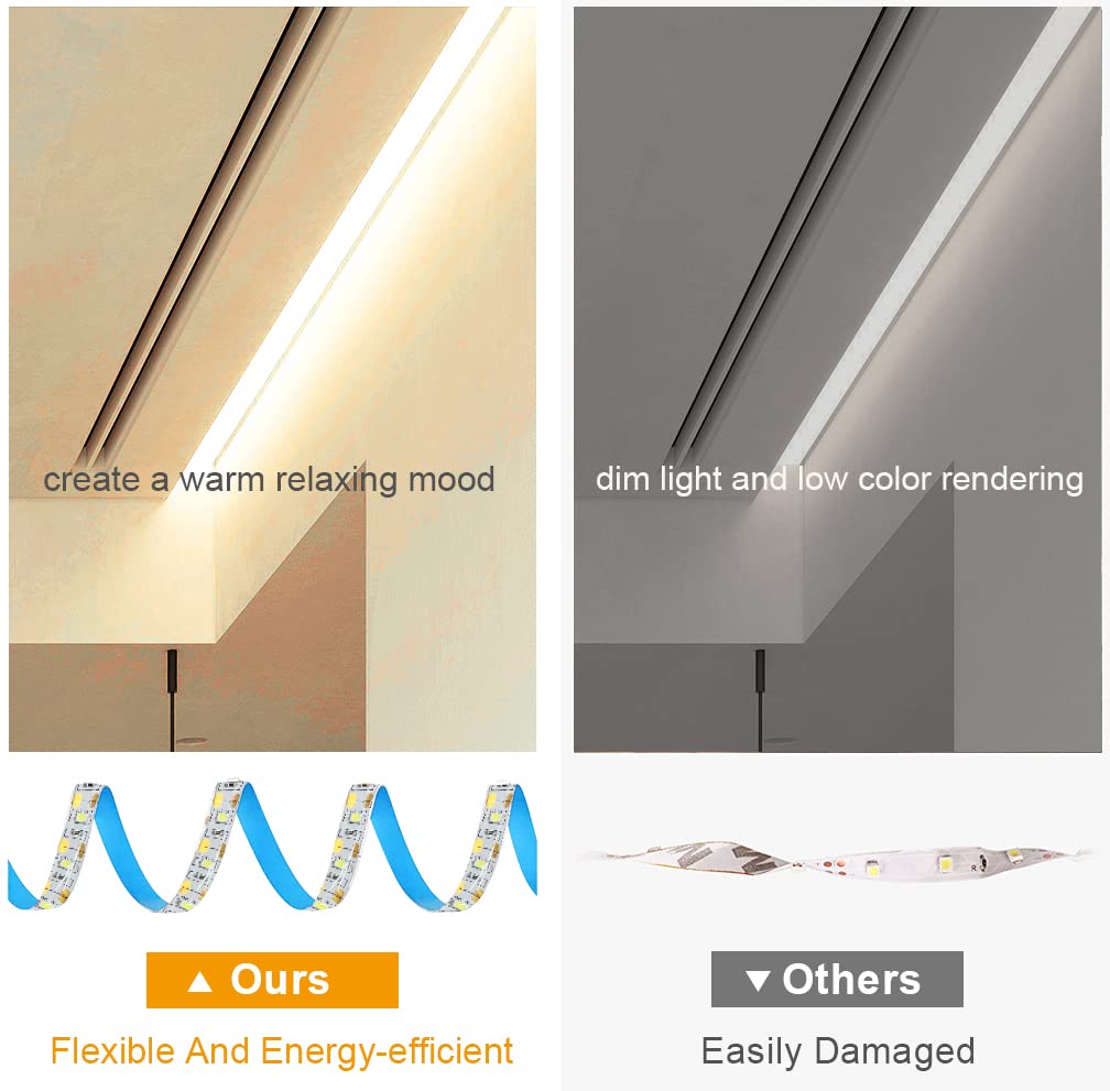 Kanemc 16.4ft Motion Sensor LED Strip Lights - Warm White USB-Powered Rope Lighting with Day/Night Modes, Dimmable & Cuttable Design + 10 Free Cable Clips - Perfect for Under Cabinet Lighting, Bedroom Decor, and Staircase Safety