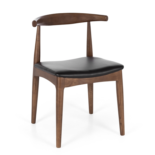 Dark Oak Elbow Dining Chair - Modern Wooden Side Chair for Kitchen, Dining Room, and Office Use
