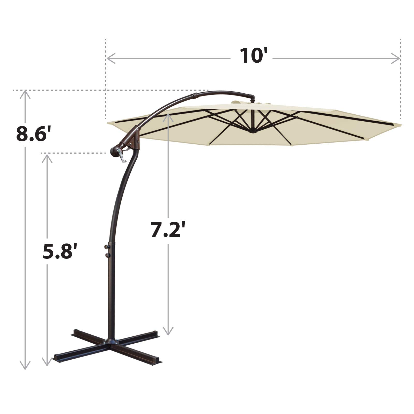 10' Cantilever Patio Umbrella - Offset Outdoor Sun Shade with 360° Rotation, Waterproof & UV Protection (Ecru) for Garden, Poolside, Backyard, and Outdoor Dining Areas