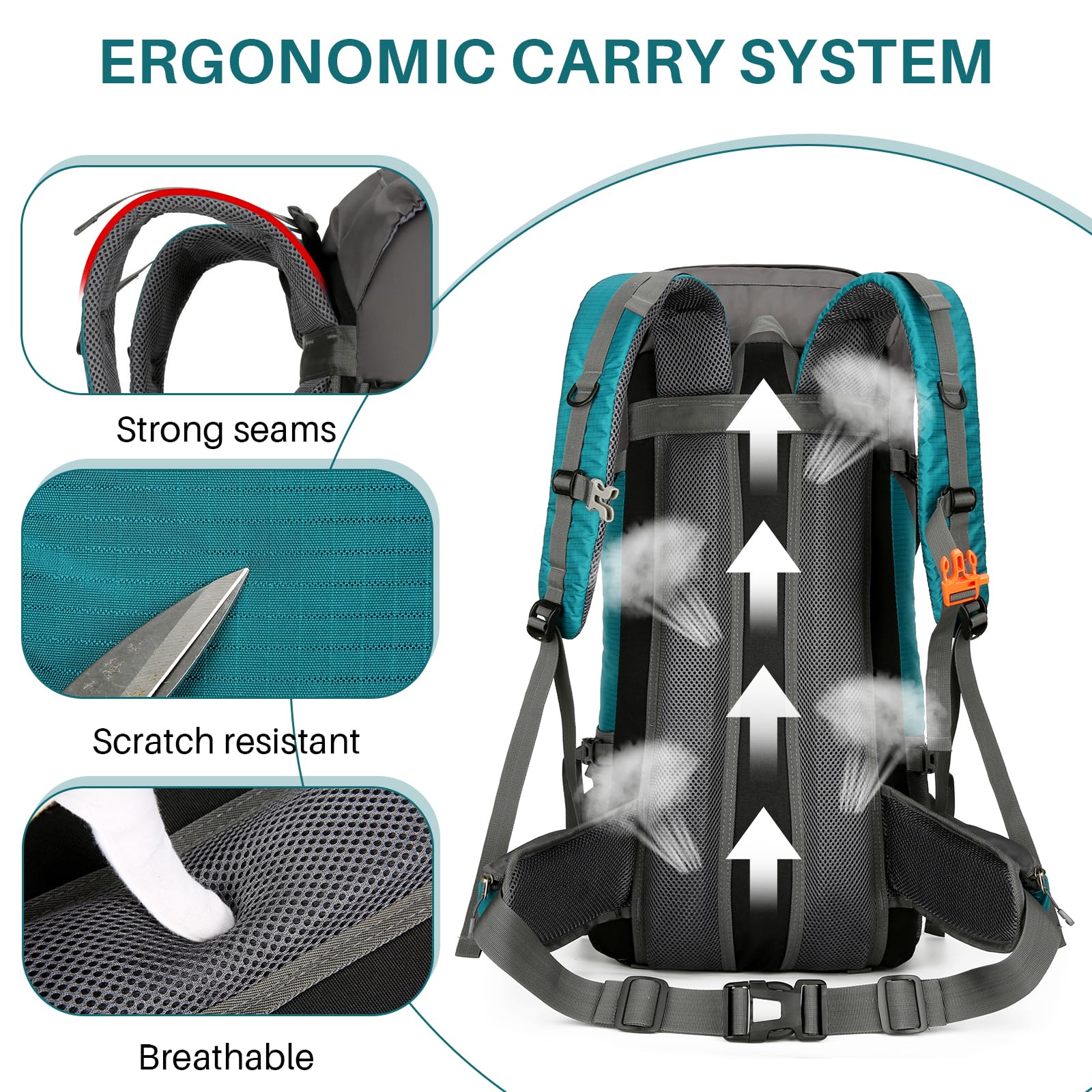 OKYUK 70L Waterproof Hiking Backpack - Lightweight Camping Backpack for Mountain Climbing, Outdoor Sports, Travel & Cycling - Durable Daypack with Rain Cover (Green, 70L) - Perfect for Weekend Adventures, Trekking & Backpacking Trips