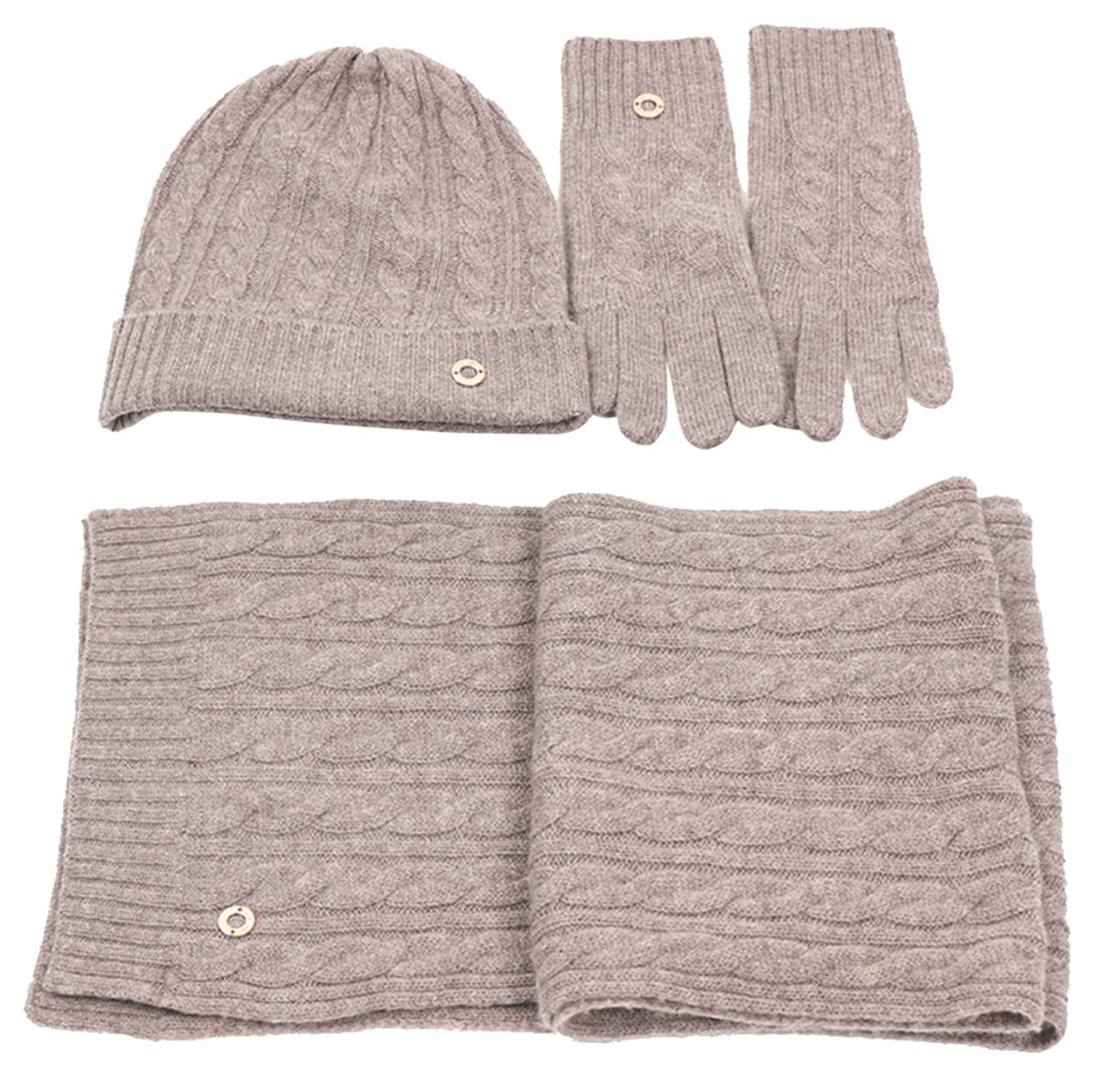 Luxury Cashmere Winter Set - Knitted Earflap Hat with Cuffs, Soft Scarf & Warm Gloves - Elegant Christmas & Birthday Gift for Women & Men - One Size Fits Most - Perfect for Skiing, Snowboarding & Cold Weather Fashion
