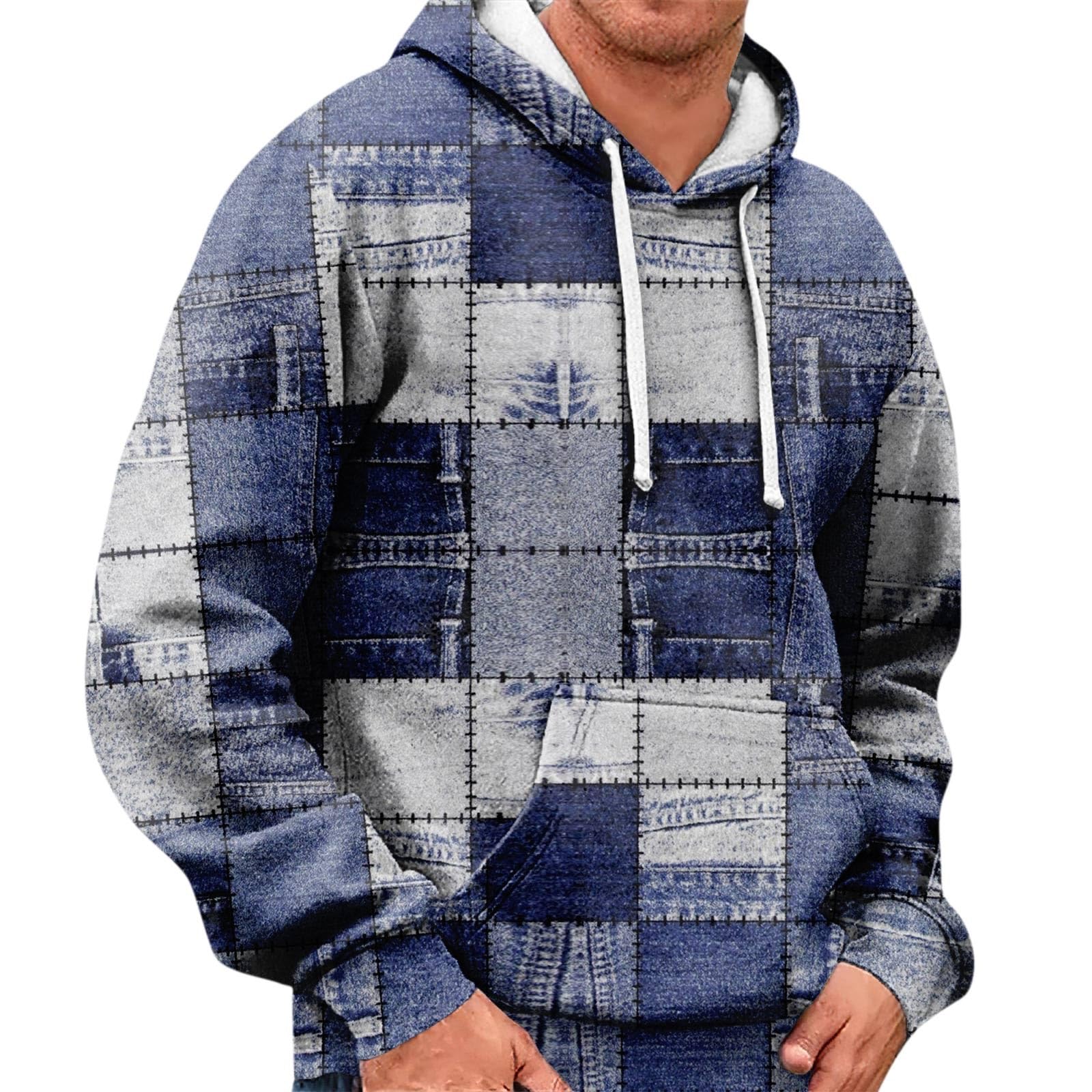 **WENKOMG1 Men's Graphic Pullover Hoodie - Long Sleeve Fleece Sweatshirt for Winter & Fall - Casual Y2K Printed Sweater for Streetwear & Lounge**