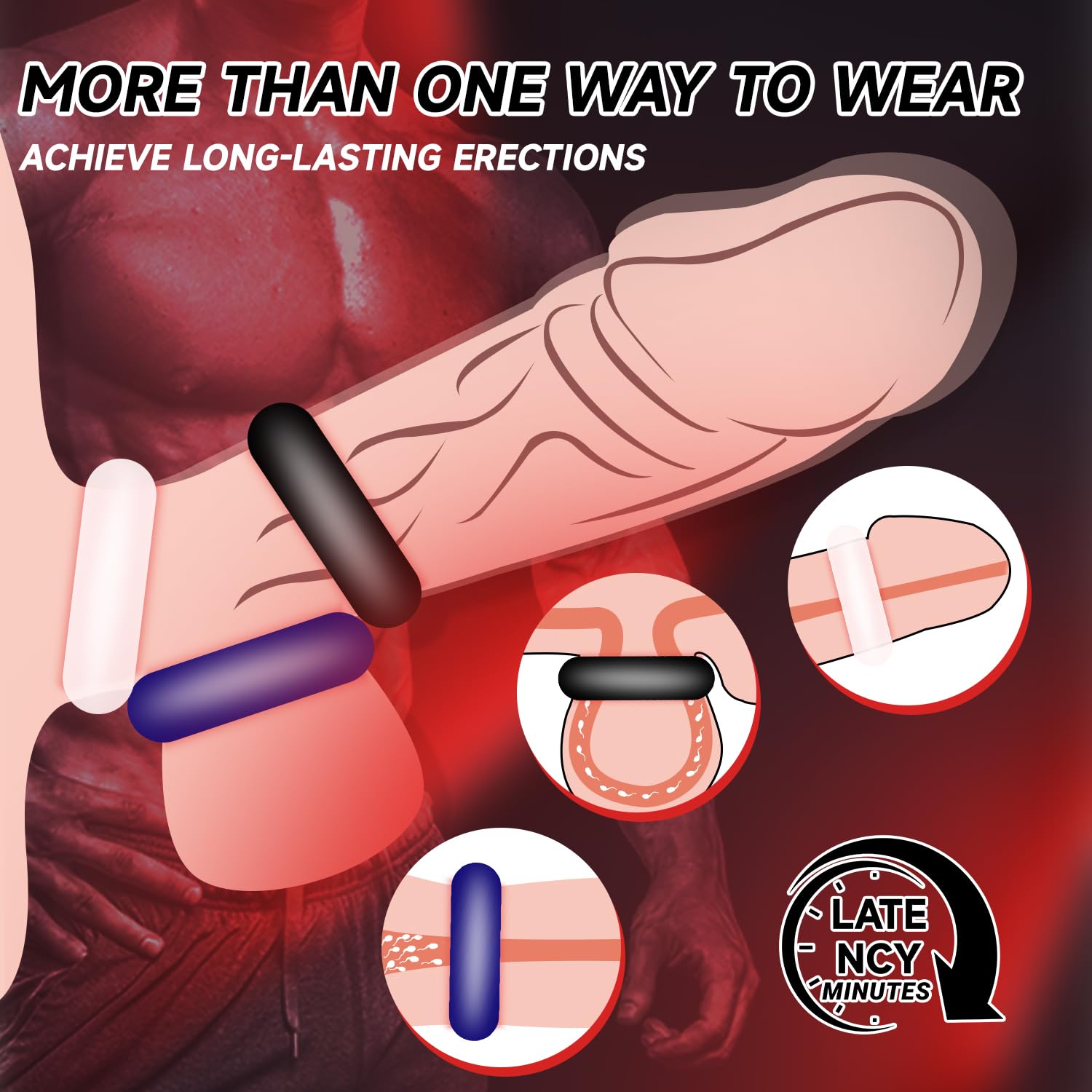 Premium Silicone Penis Ring for Men - Stretchy Cock Ring Enhances Erection, Lasts Longer & Stronger - Discreet & Portable for Couples Play - Perfect for Travel, Date Nights & Spicing Up Your Relationship