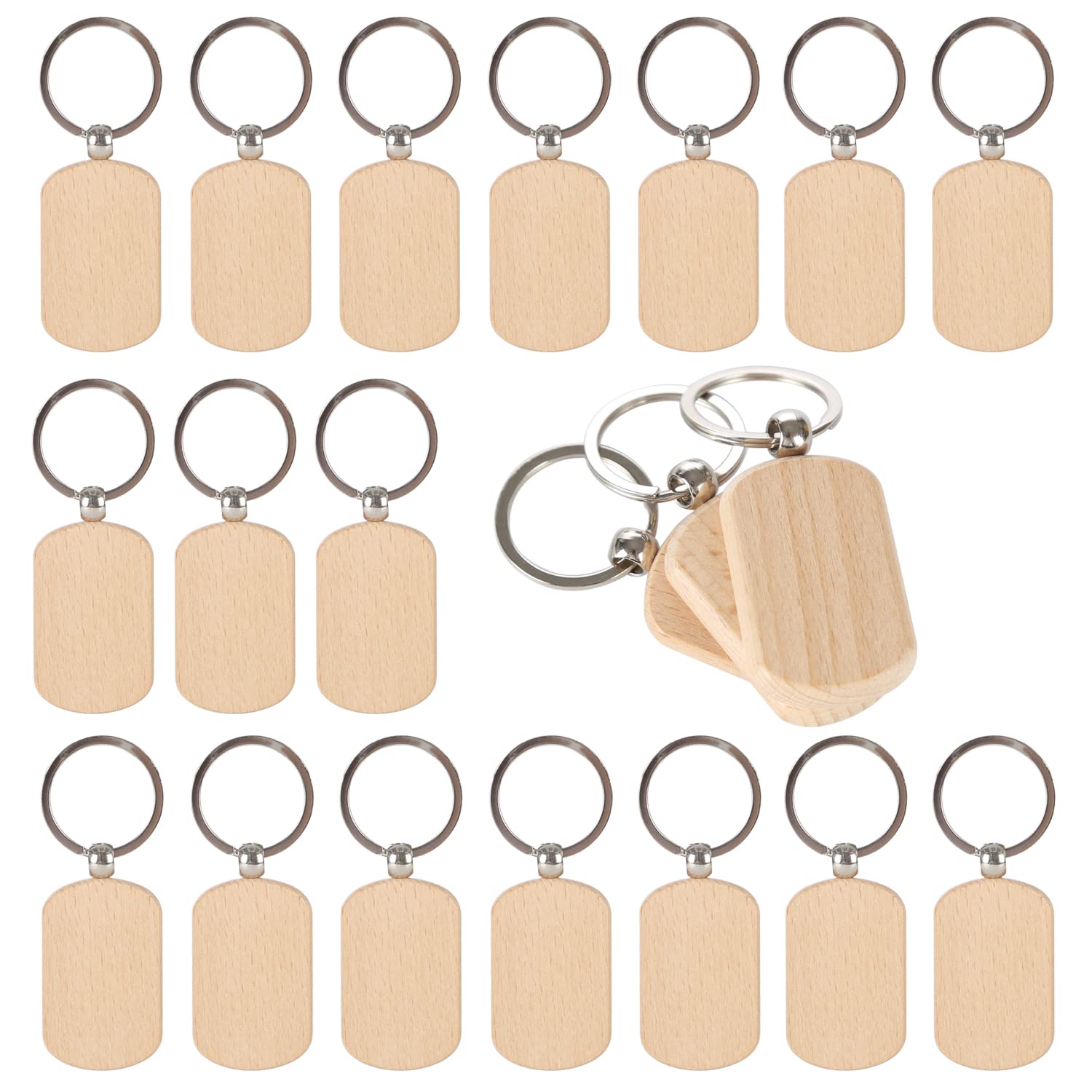 20 Pcs Blank Wooden Keychains - DIY Engraving & Painting Wood Key Tags for Personalized Keyrings | Oval Shape | Craft Supplies for Gifts, Party Favors & Home Decor