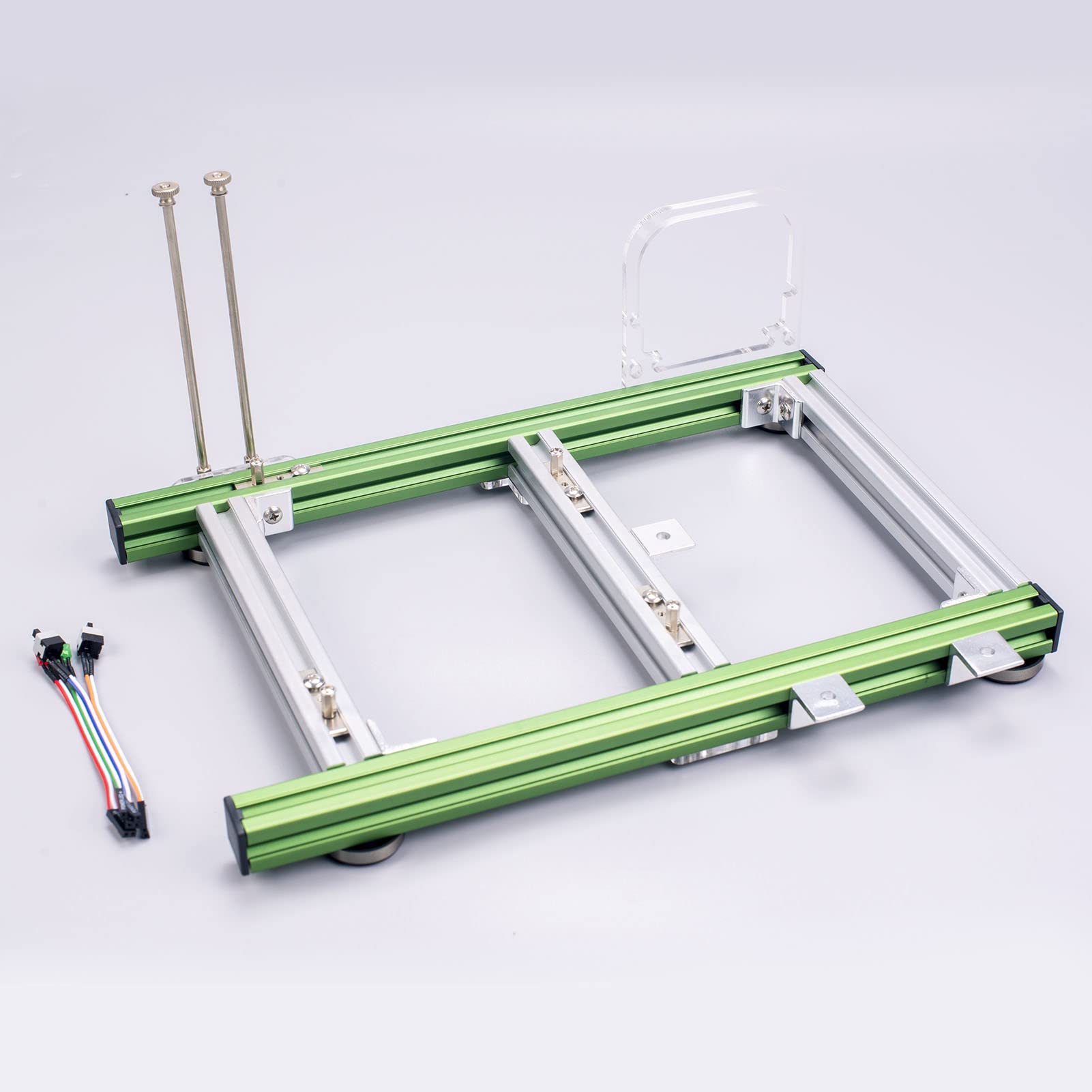 Yoidesu DIY ITX Open Air PC Case - Aluminum Computer Motherboard Test Bench Frame, Bare Chassis Rack for ITX Builds | Excellent Heat Dissipation (Green Silver) | Perfect for Gaming Rigs, PC Testing & DIY Computer Builds