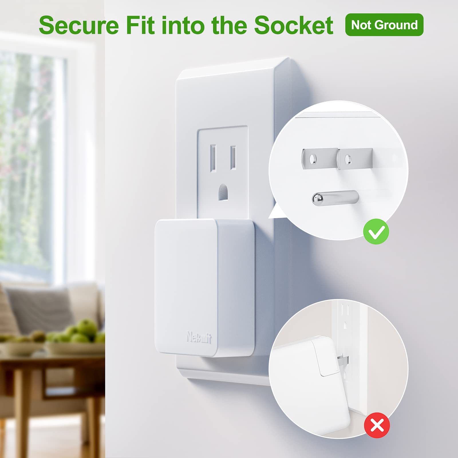 Fast Charging Nekmit Dual Port USB Wall Charger with Smart IC - Ultra Thin & Compact Design, White - Perfect for Travel, Home, and Office Use