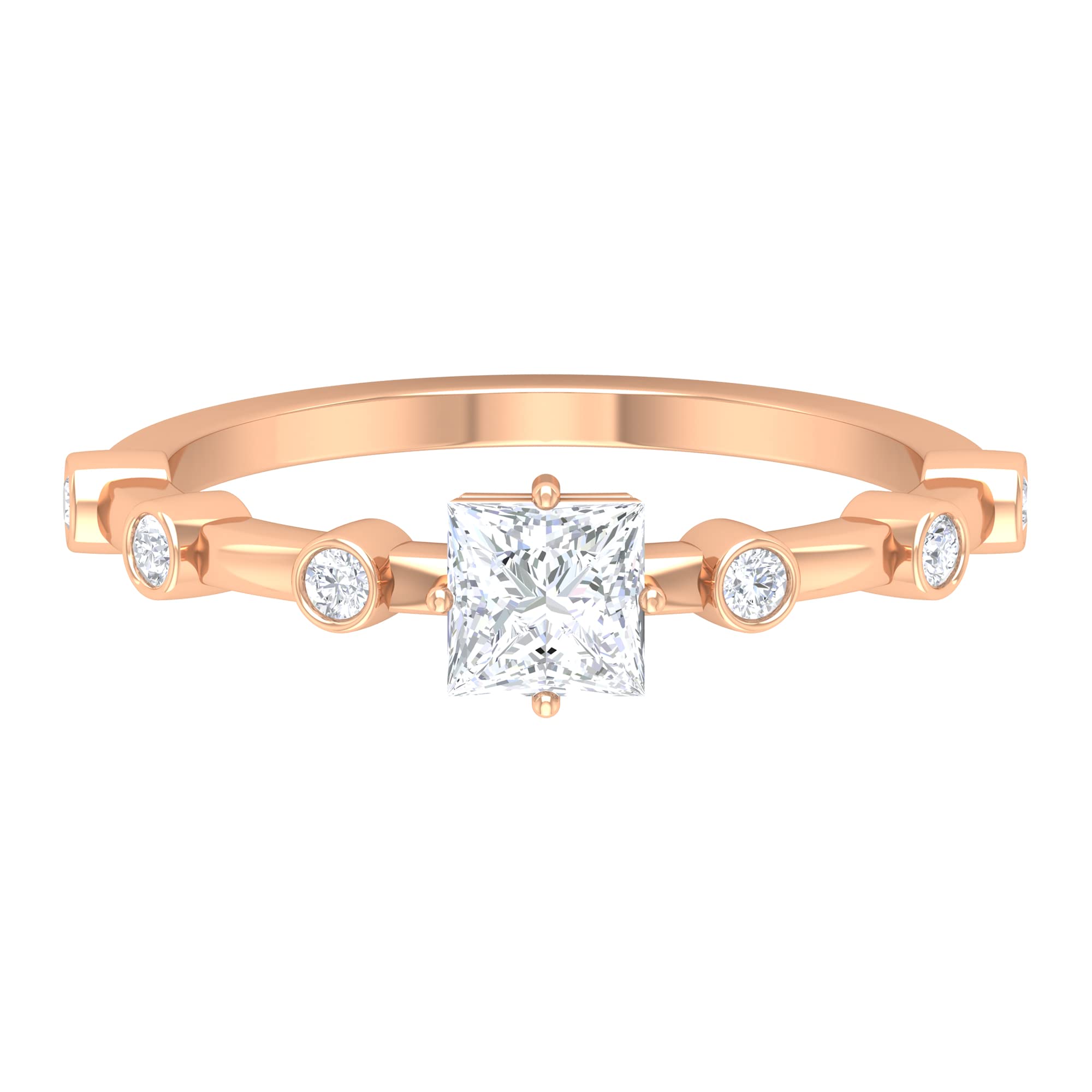 0.75 CT Princess Cut Natural Diamond Solitaire Promise Ring for Women - 14K Solid Gold Engagement Ring - Perfect for Anniversaries, Proposals & Special Occasions