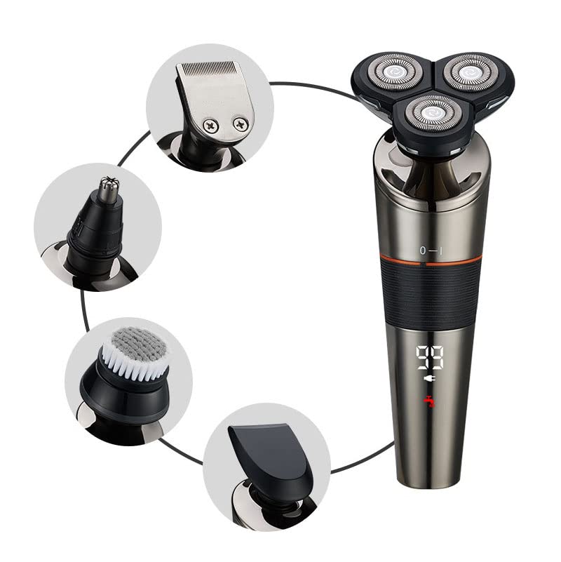 Professional 4-in-1 Electric Razor for Men - Rechargeable Beard Trimmer, Hair Clipper & Shaver with LCD Display - Perfect for Home Barbering & Travel Grooming