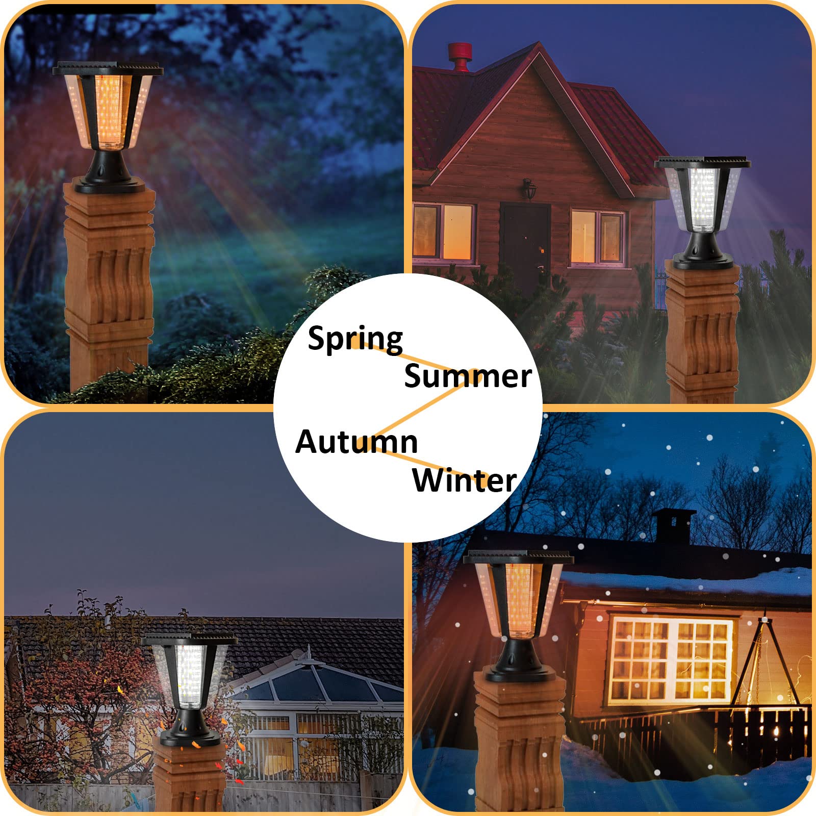 Kendal Metal Solar Post Lights Outdoor - Waterproof Decorative Solar Pillar Lights with Safety Beveled PS Panes, Warm White & Black (2-Pack) - Perfect for Garden, Pathway, and Patio Lighting