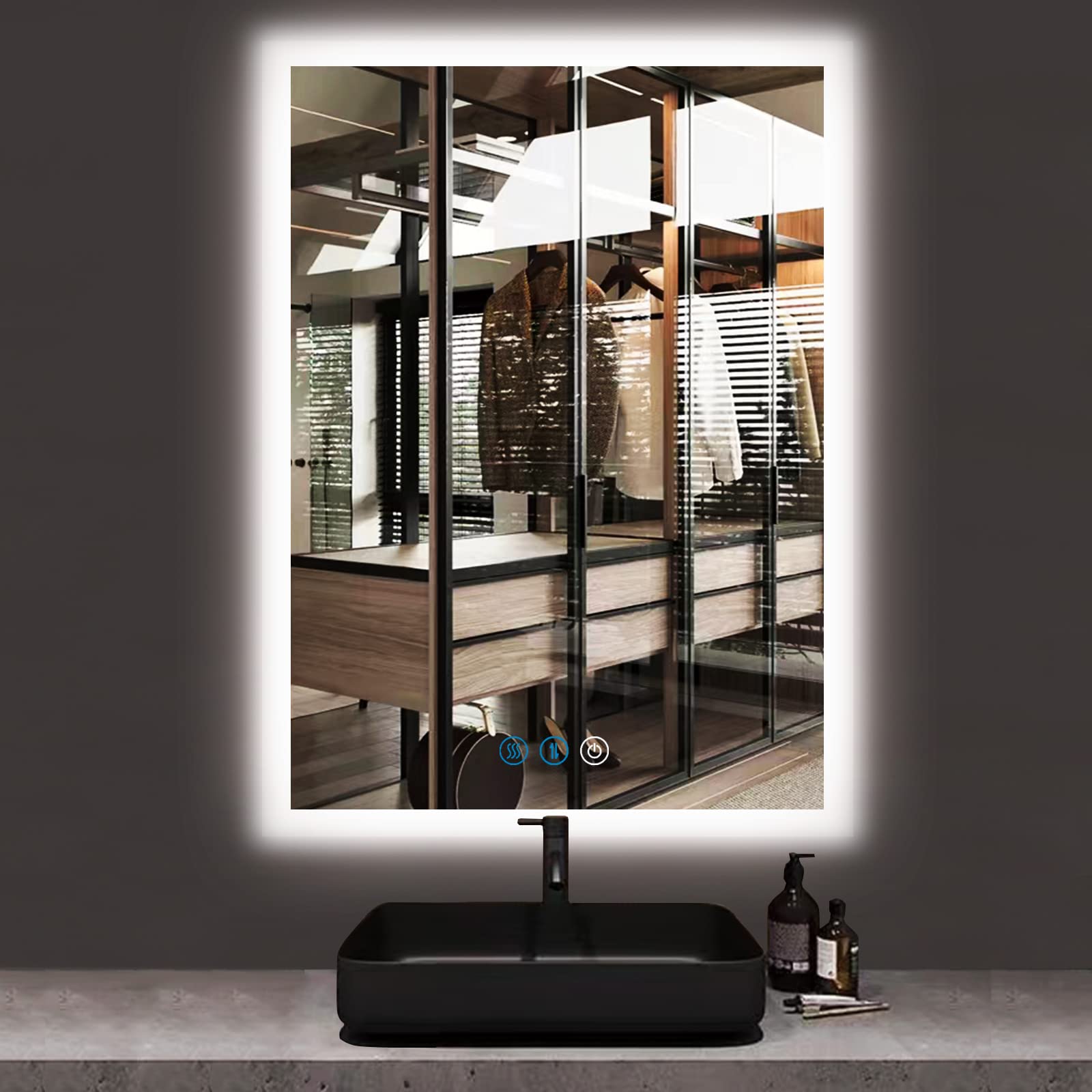 DIDIDADA 30 x 20 Inch Square LED Bathroom Vanity Mirror with Backlit Lights - Anti-Fog, 3 Color Modes, Frameless Design for Wall Mounting | Perfect for Makeup, Shaving & Home Decor