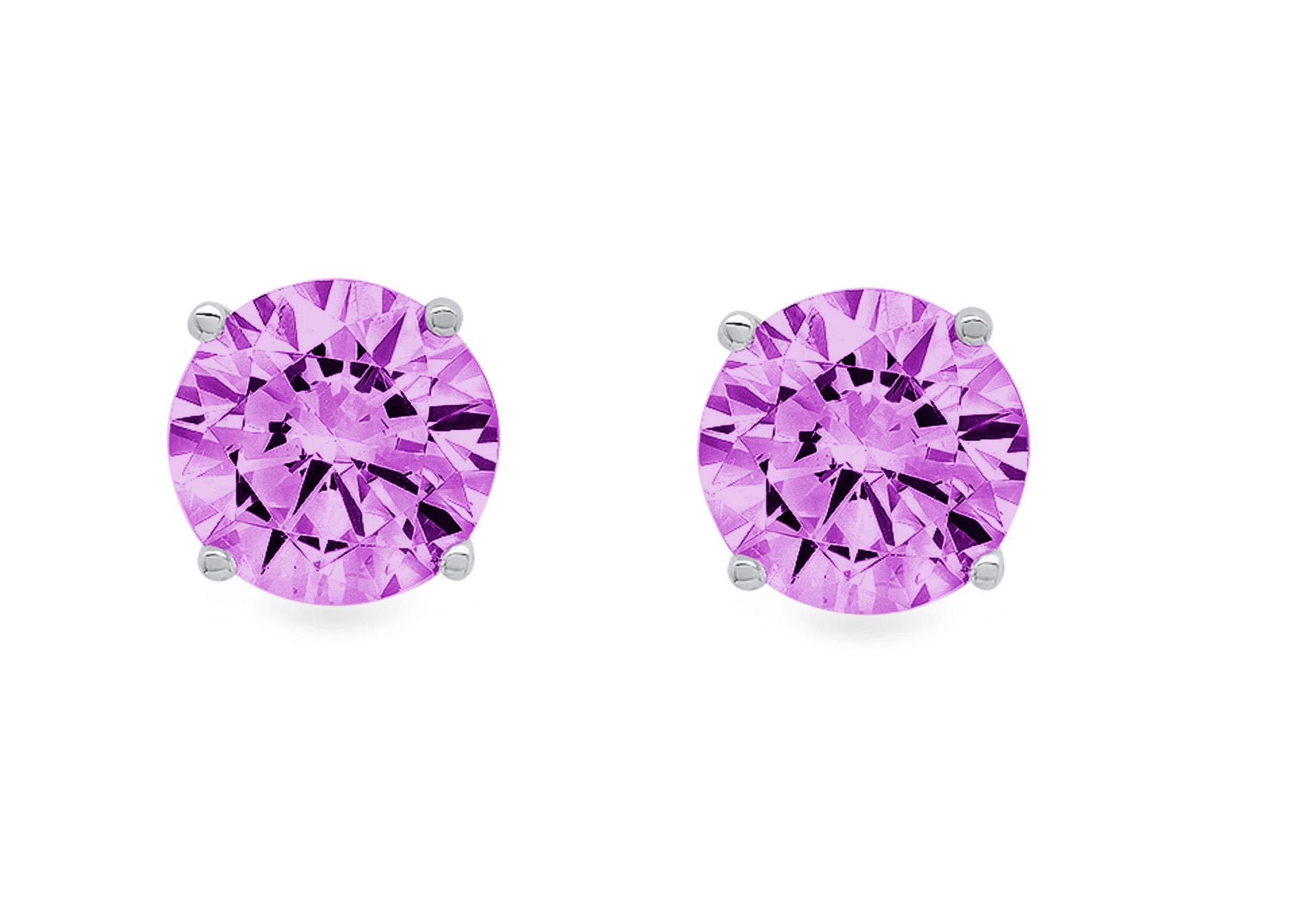 1.0ct Round Cut Genuine Simulated Alexandrite Stud Earrings in 14k White Gold - Push Back Design for Women | Perfect for Weddings, Parties & Everyday Elegance