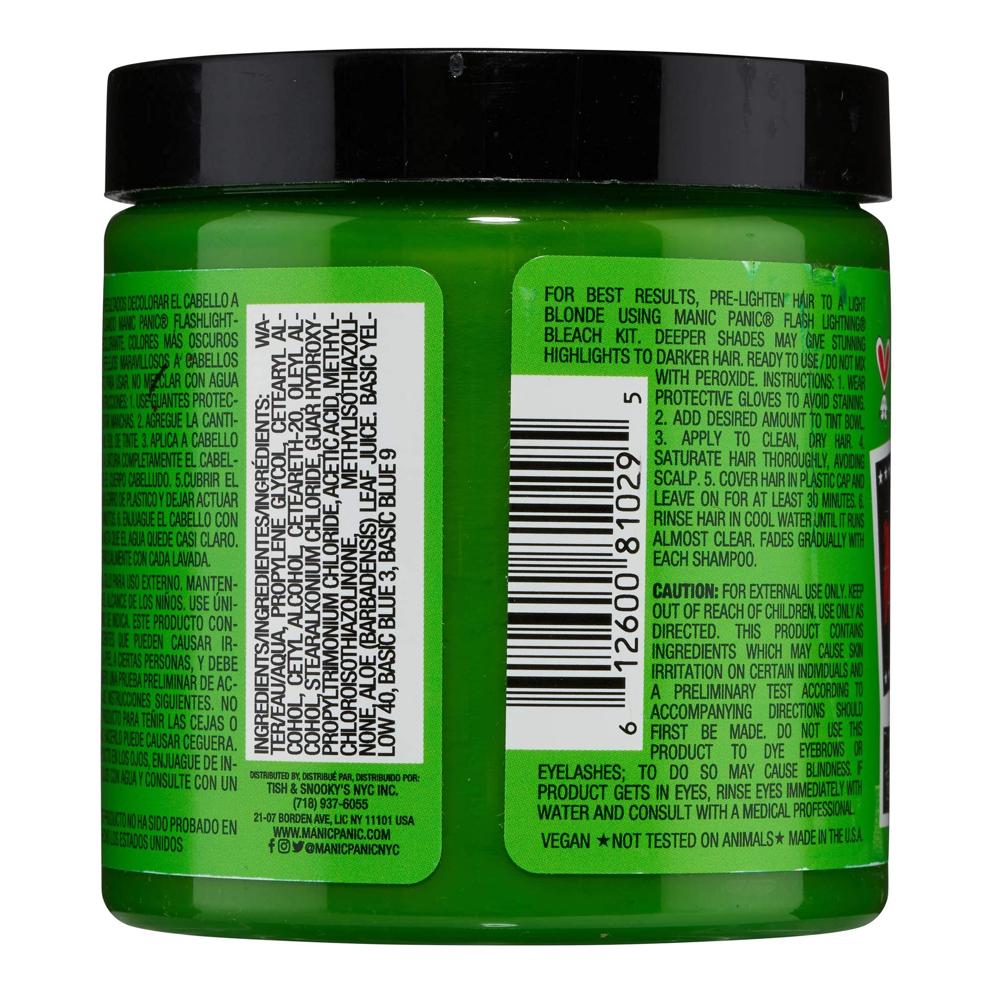 Manic Panic Electric Lizard Semi-Permanent Hair Dye - Vibrant Green Color - 8oz Bottle - Vegan & Cruelty-Free - Perfect for Punk, Cosplay & Festival Hairstyles