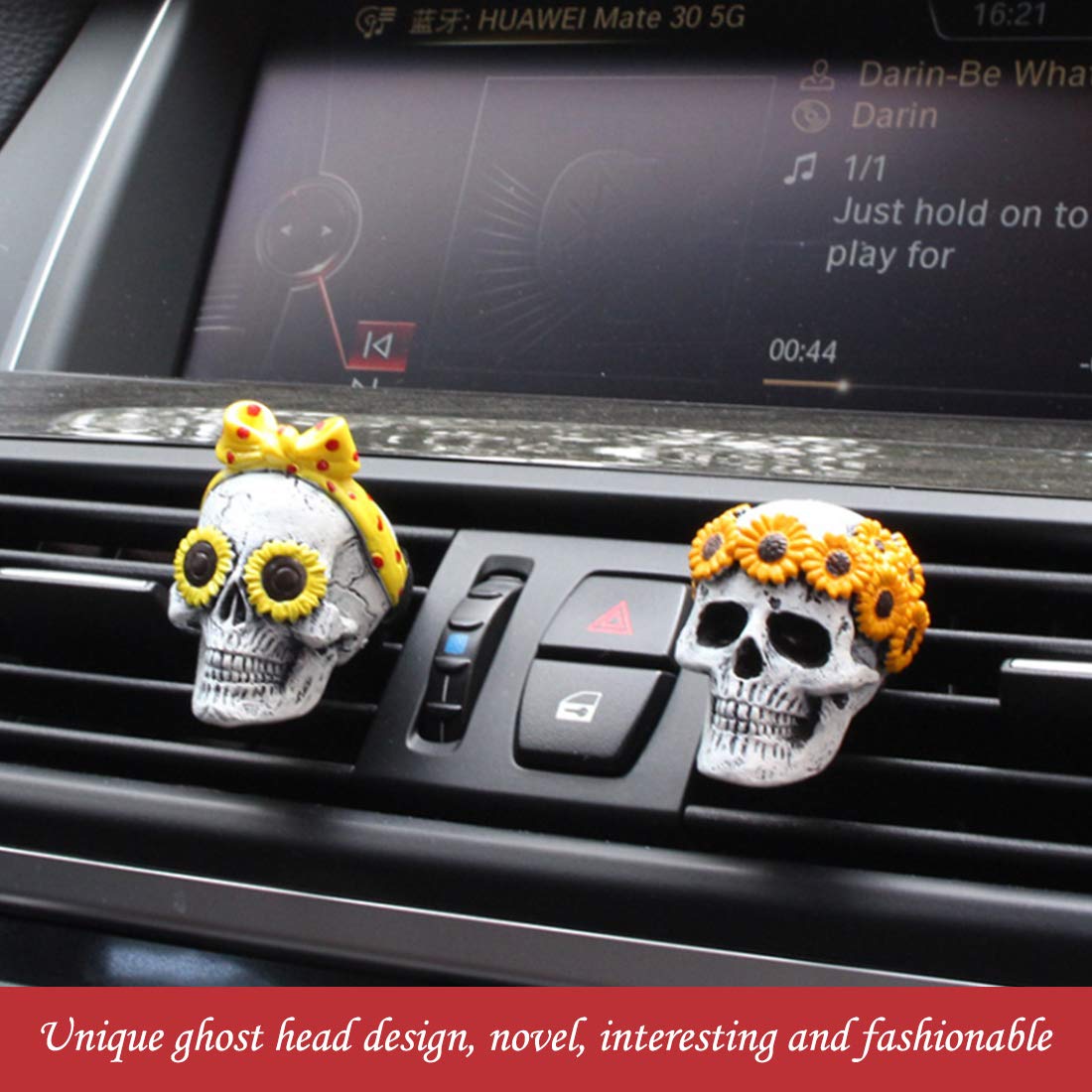 Premium Car Fragrance Diffuser Clips - 2-Pack Skull Design Resin Air Vent Freshener for Cars | Long-Lasting Aromatherapy & Car Decor | Perfect for Daily Commute, Road Trips & Office Vehicles