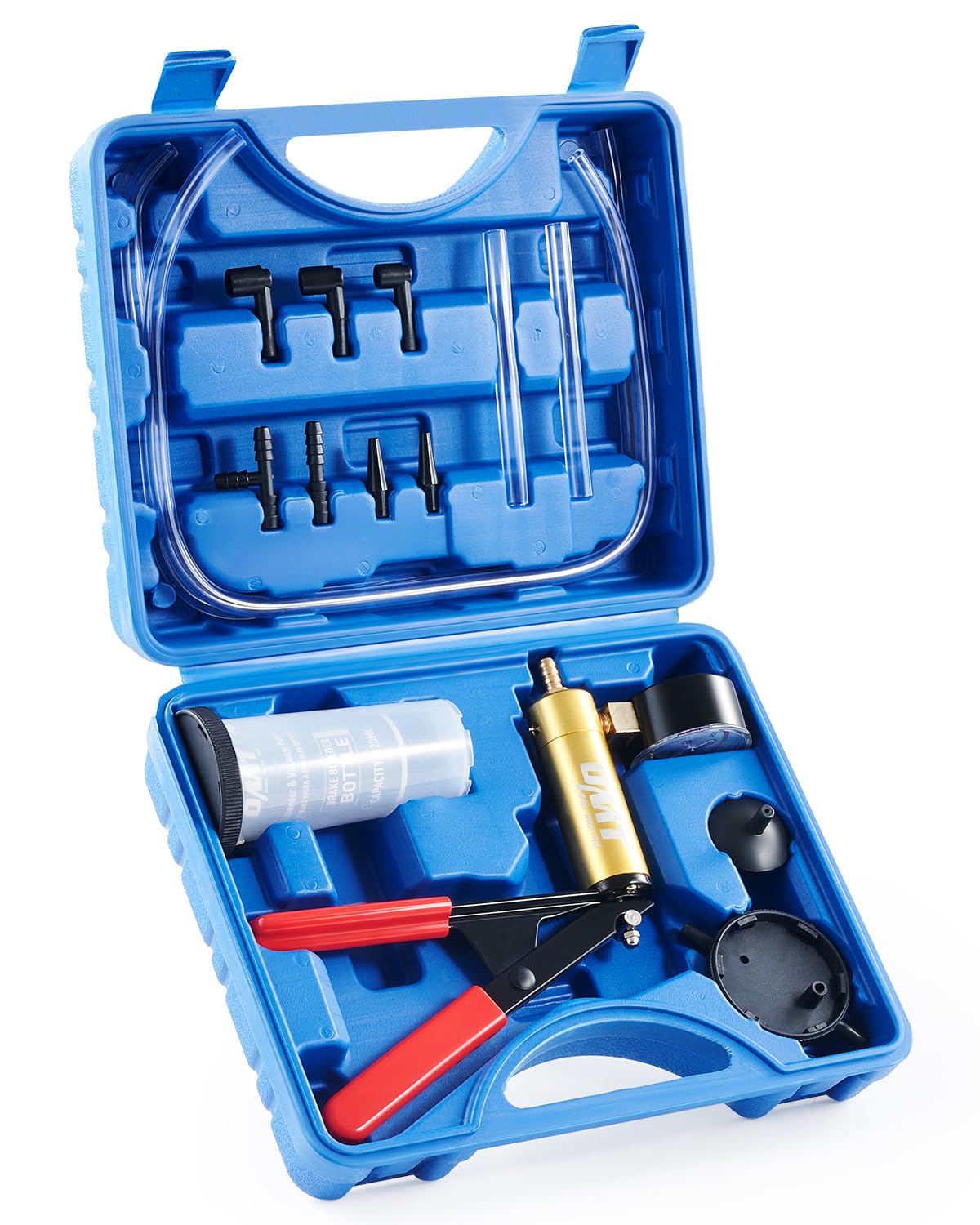 Orion Motor Tech Brake Bleeder Kit - Hand Vacuum Pump with Adapters & Pressure Gauge - Universal Brake Fluid & Power Steering Fluid Bleeding Tool - Perfect for DIY Car Maintenance, Motorcycle & Truck Repair