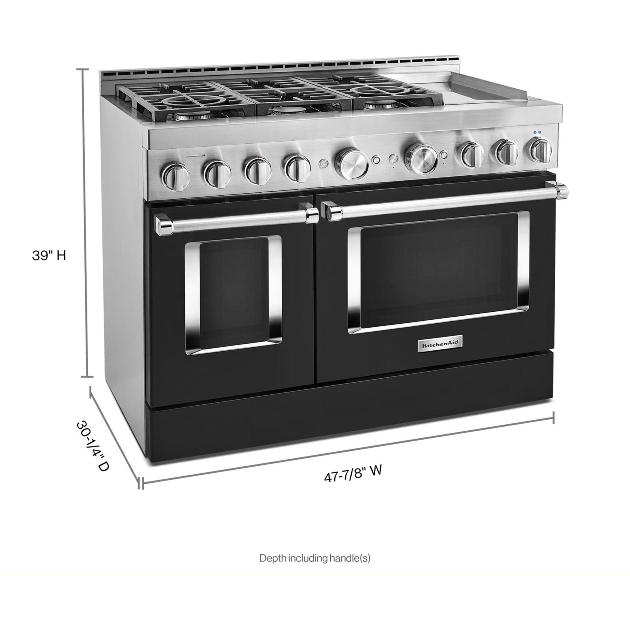 KitchenAid 5.8 cu. ft. Gas Range with 5 Burners - KFGC558JBK Imperial Black | Professional Cooking for Home Chefs & Baking Enthusiasts