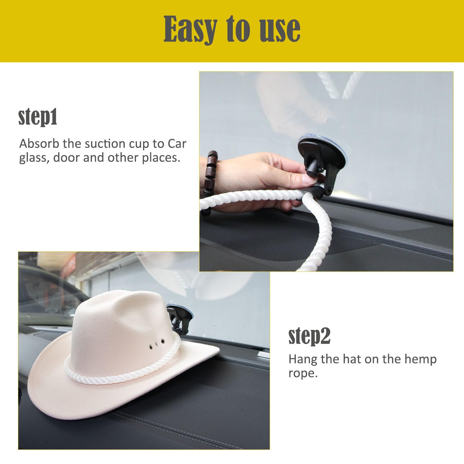 Premium Cowboy Hat Holder for Truck & SUV - Dash Mount Hat Rack to Keep Shape & Secure Your Hat | Perfect for Road Trips & Outdoor Adventures