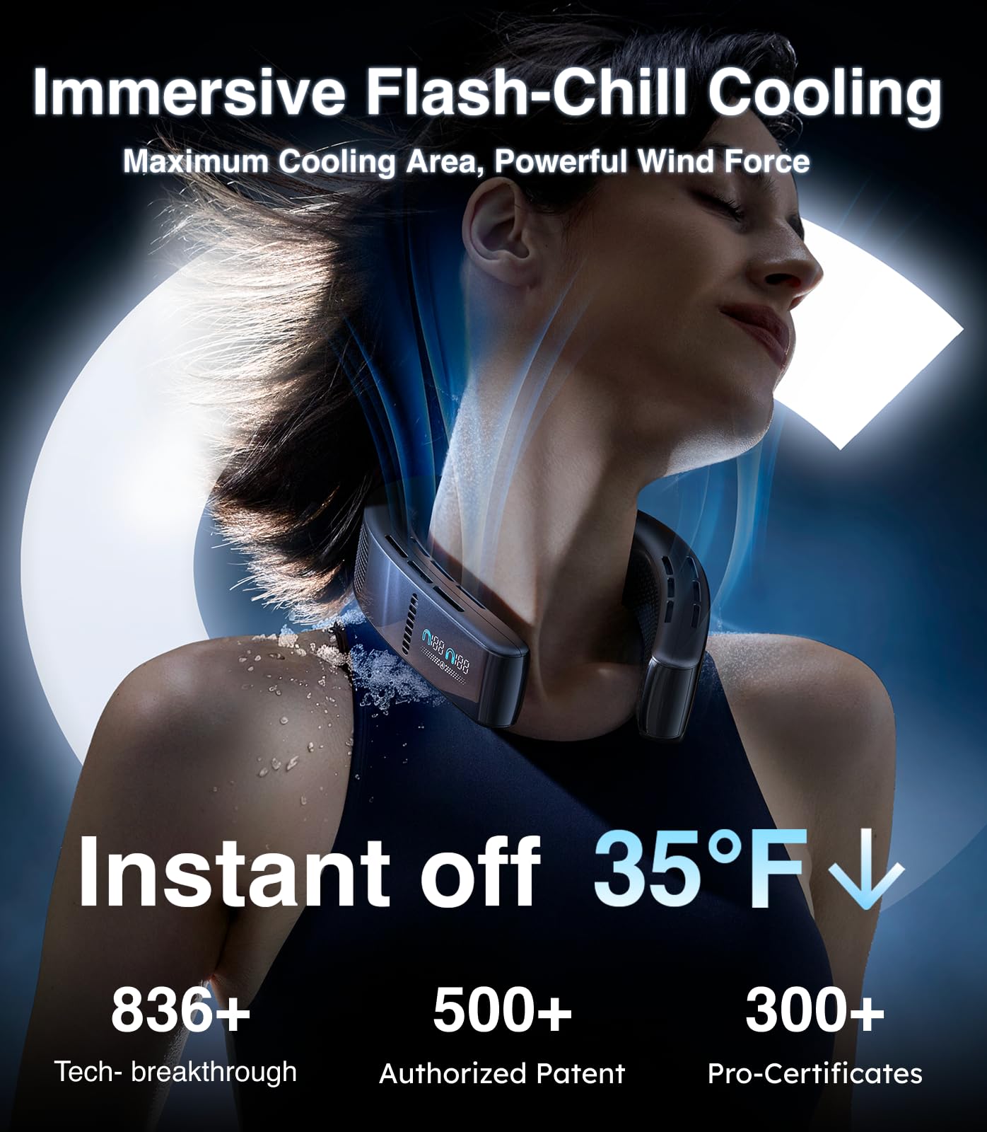 TORRAS COOLiFY Cyber Neck Fan 2025 - Upgraded Wearable Air Conditioner with 6000mAh Rechargeable Battery & 3D Cooling Tech | Portable Personal Fan for Outdoor Sports, Office, Travel, and Home Use | Blows Cold Air for Ultimate Comfort